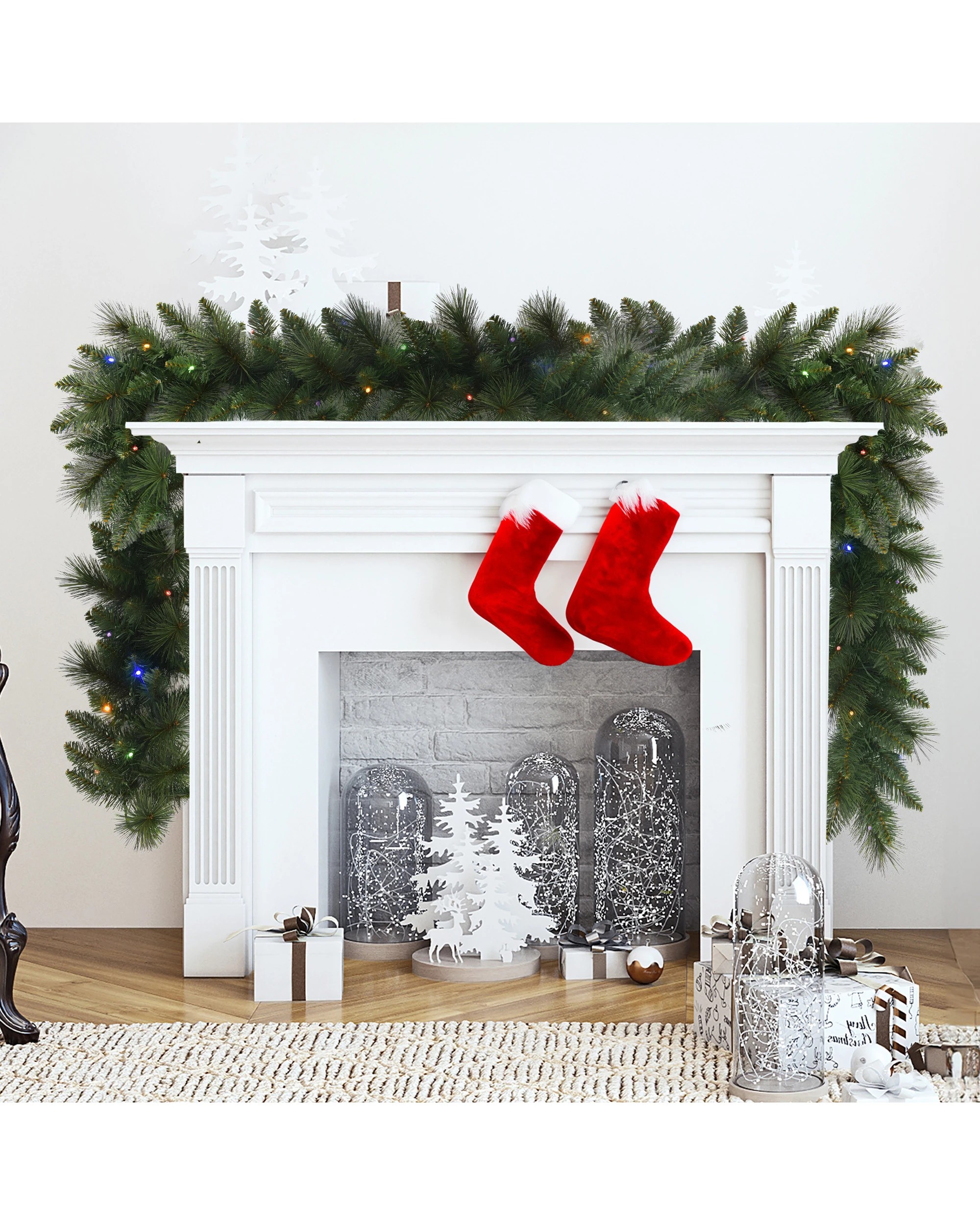 2 Christabelle 2.7m Christmas Garland With Led Lights - Dorset Pine Mantle Decoration Ornament, 2 of 2