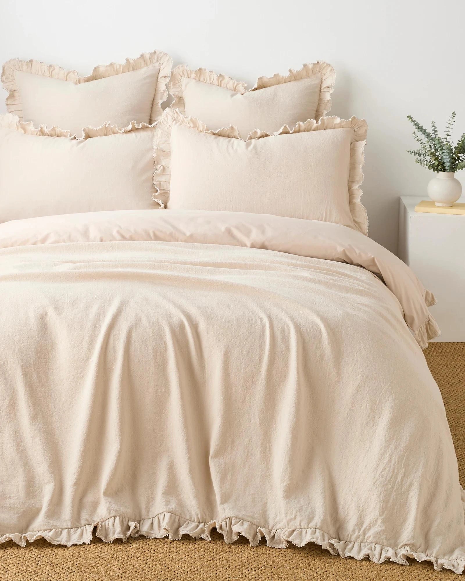 1 Target Kiara Australian Cotton Textured Stonewash Ruffle Quilt Cover Set - King Bed - Natural, 1 of 3