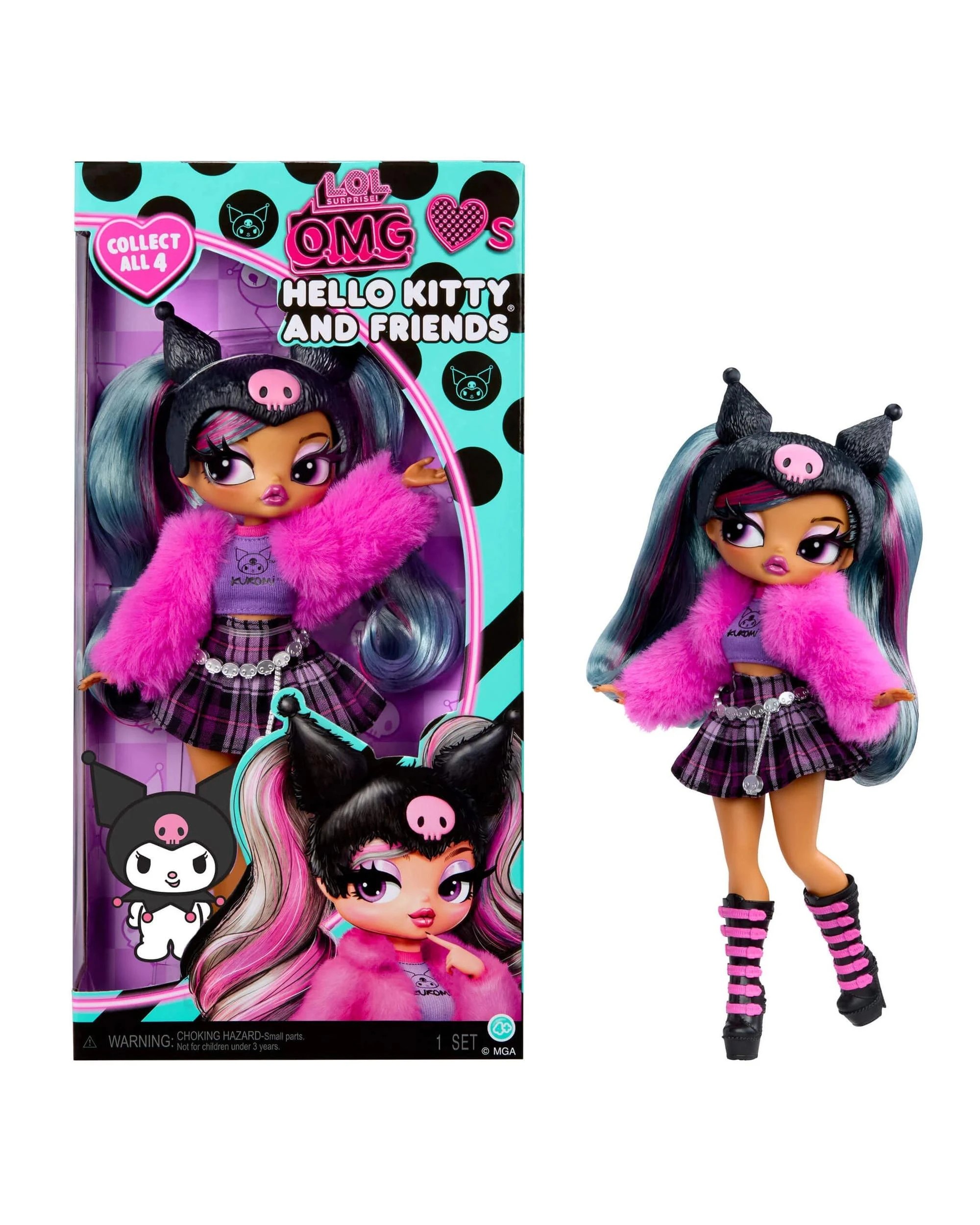 1 L.O.L. Surprise! O.M.G. Loves Sanrio Hello Kitty and Friends Kuromi Doll, 1 of 3