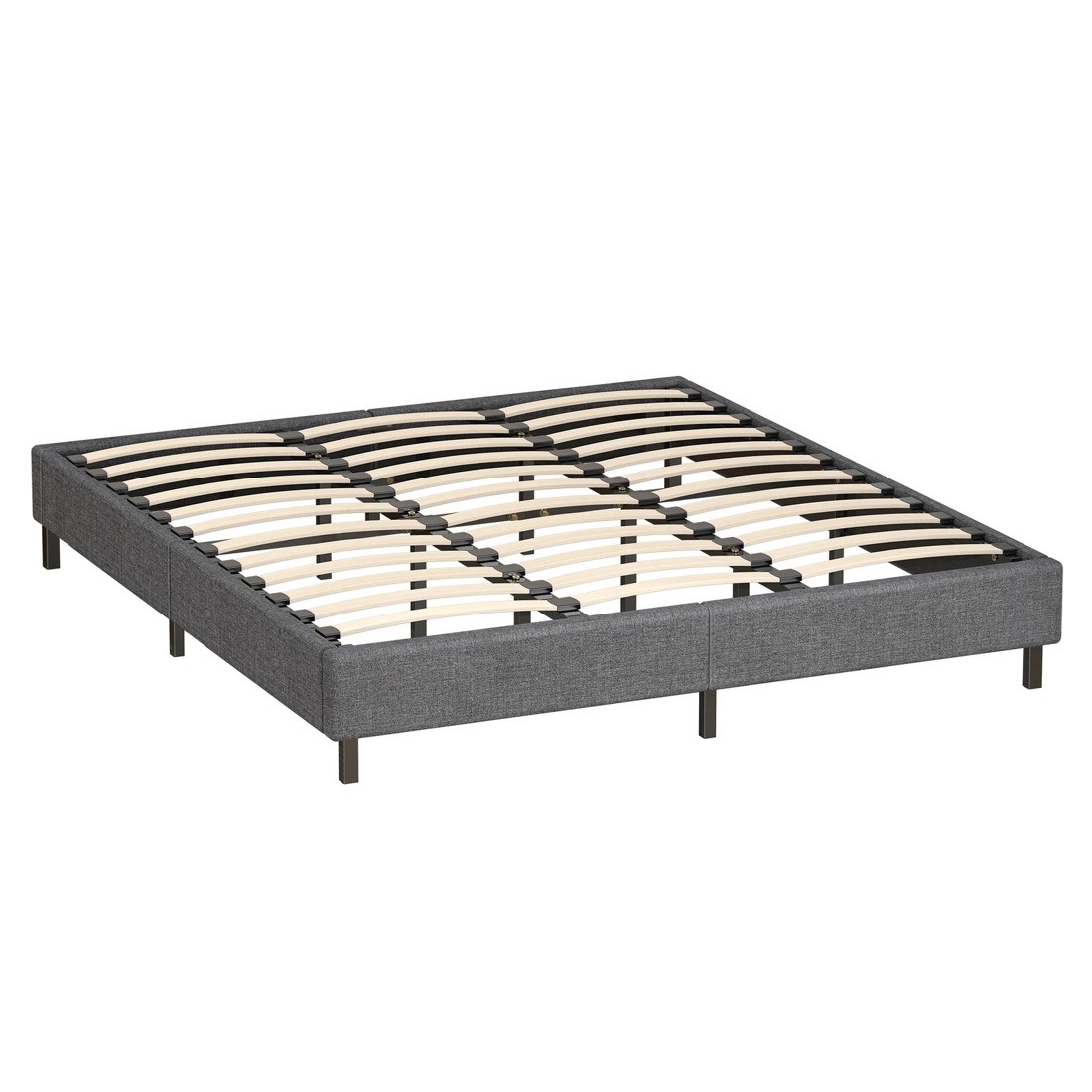 10 Alfordson Bed Frame King Size Mattress Base Foundation Fabric Basel - Grey, 10 of 10