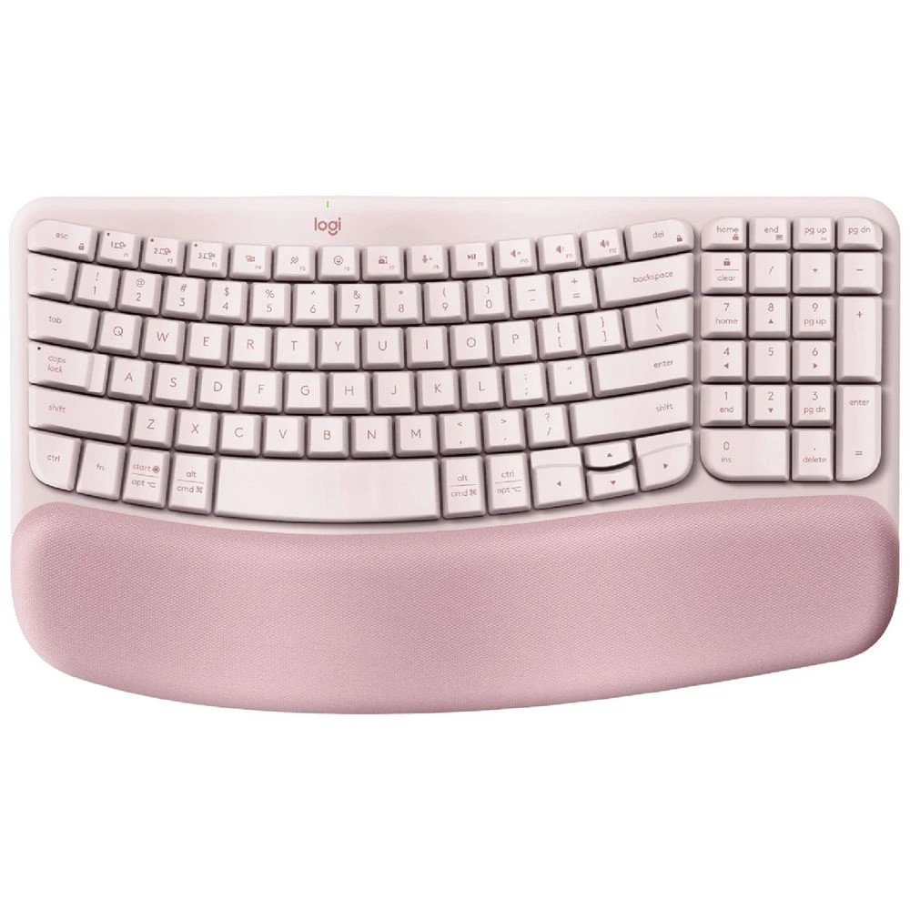1 Logitech Wave Keys Ergonomic Wireless Keyboard Rose, 1 of 9