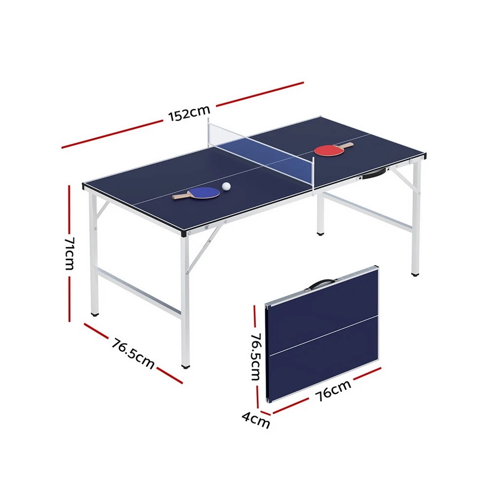 2 Everfit Table Tennis Ping Pong Table Portable Foldable Family Game Home Indoor - Blue, 2 of 6