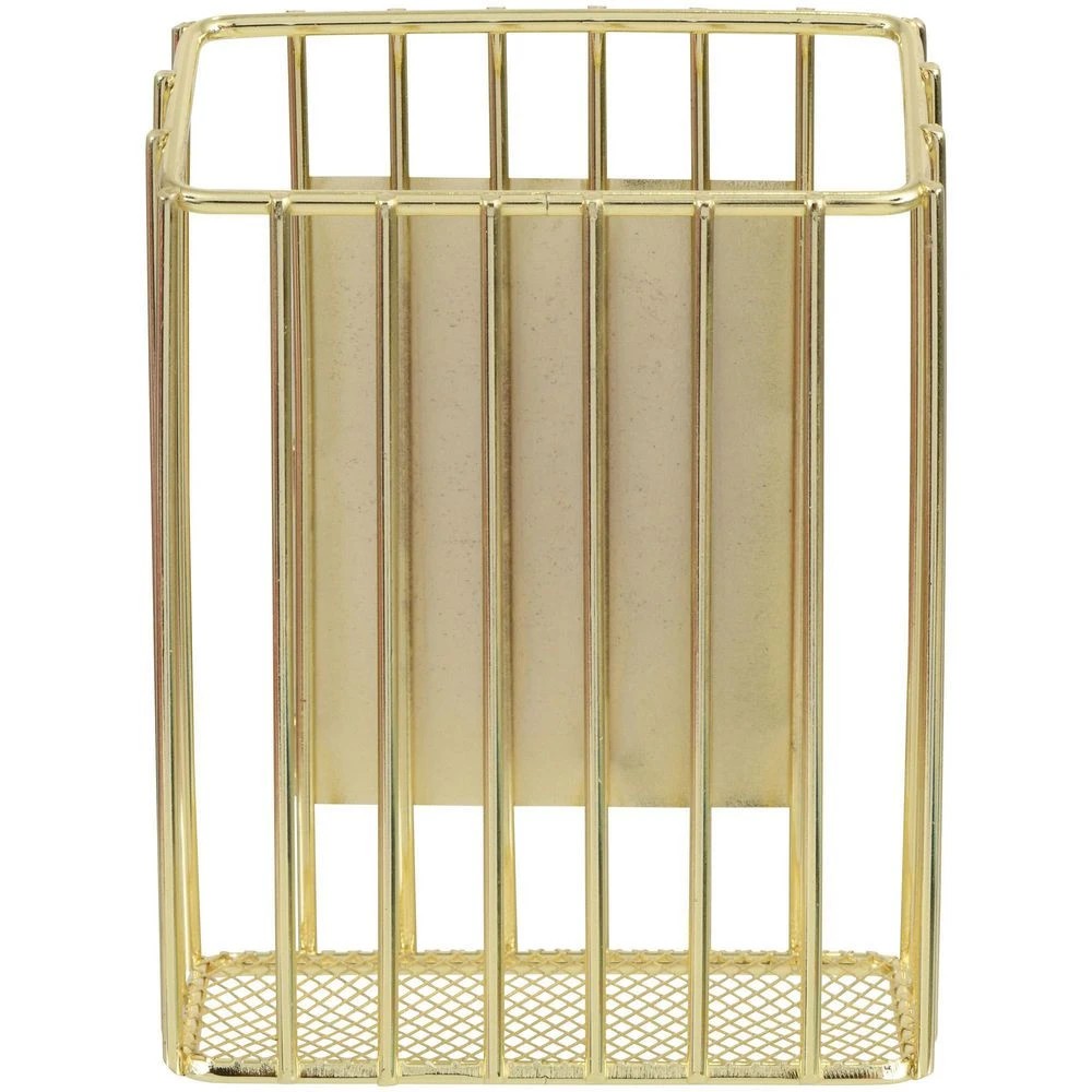 2 Otto Small Magnetic Storage Basket Gold Wire, 2 of 4