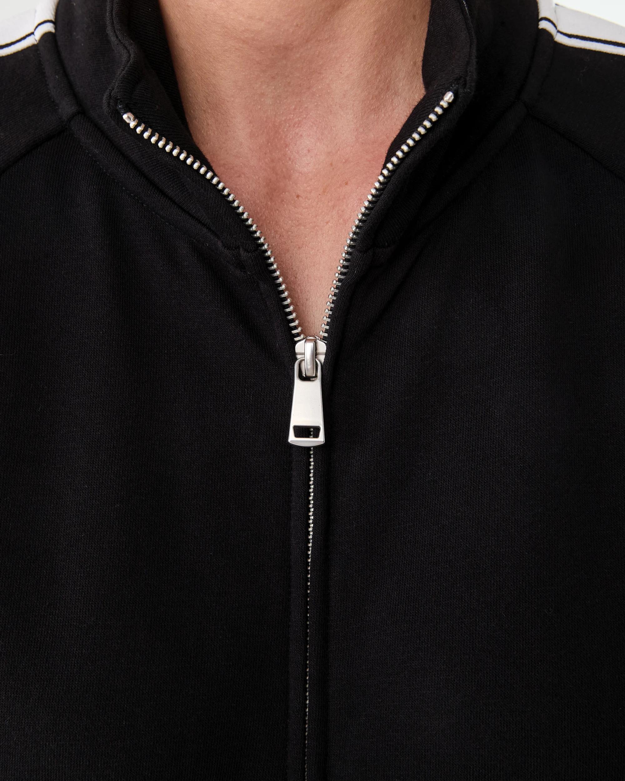 5 Zip Through Stripe Sleeve Sweatshirt Black, 5 of 8