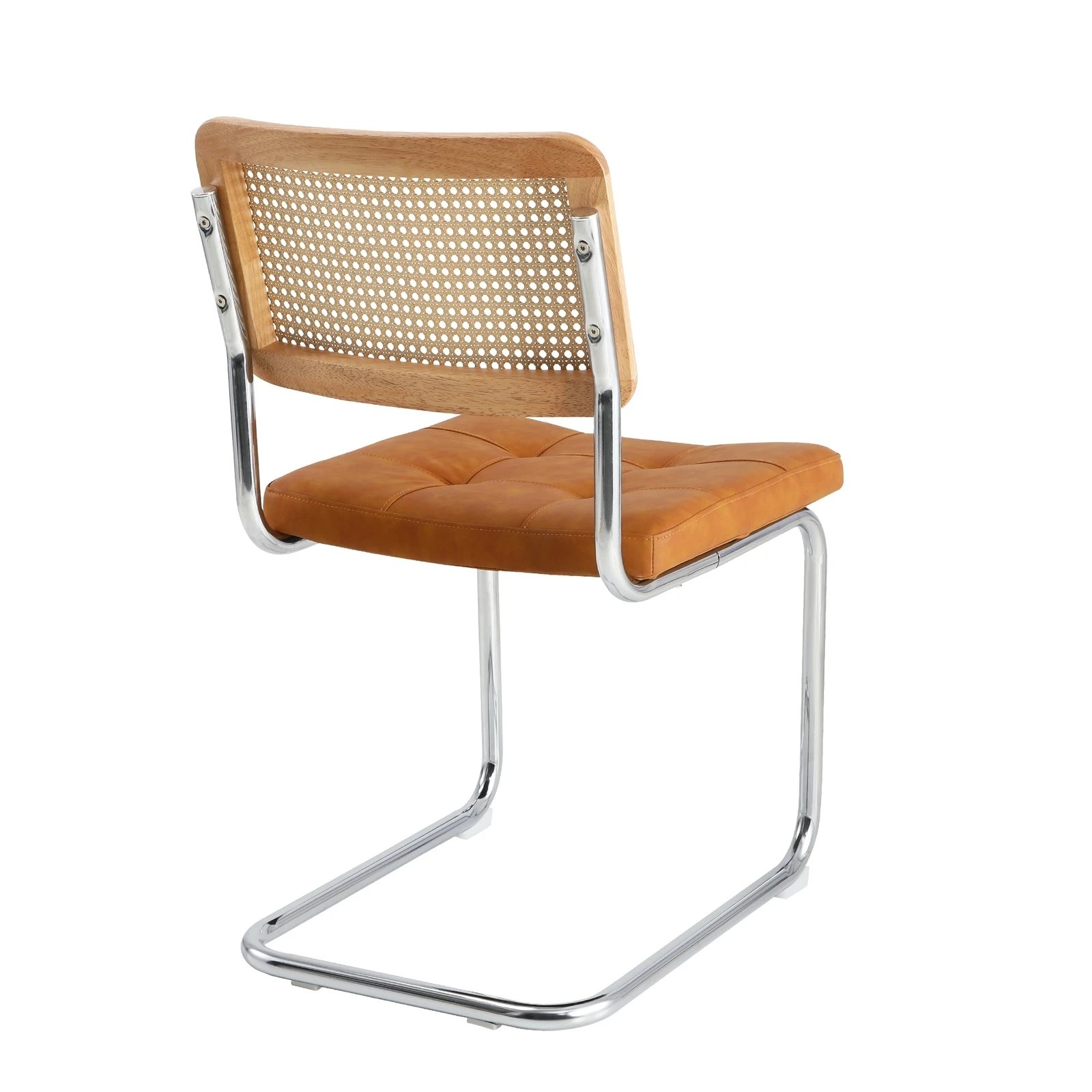 8 Oikiture 4x Rattan Dining Chair Cesca Replica Cantilever PU Leather Padded - Brown, 8 of 8