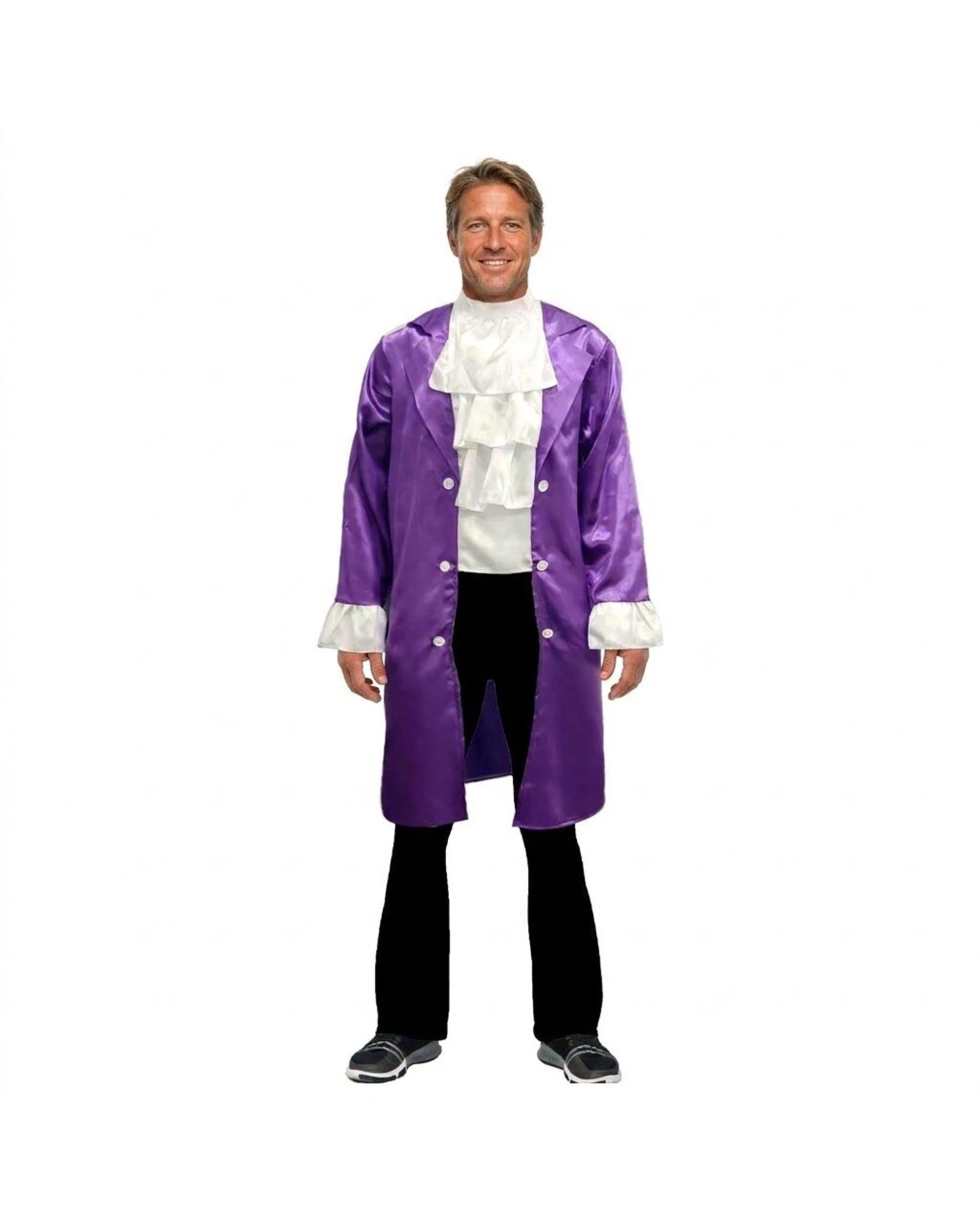 1 BR Costumes Adult Popstar Costume 80s Ruffle Jacket Top Mens Fancy Dress Purple L/XL PURPLE, 1 of 2