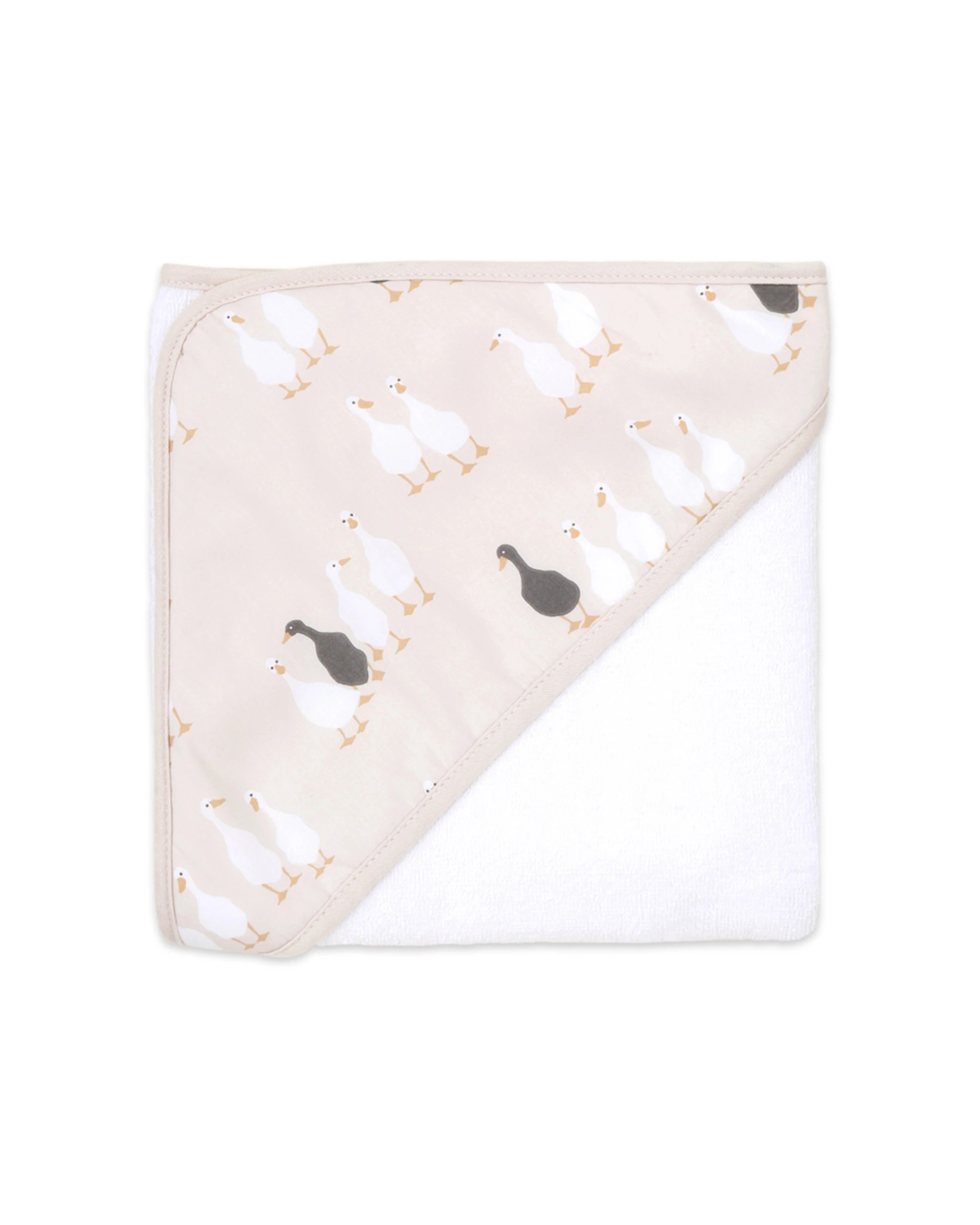 1 Little Haven Cotton Hooded Goose Soft Baby Towel 100 Percent Cotton Terry - White, 1 of 3