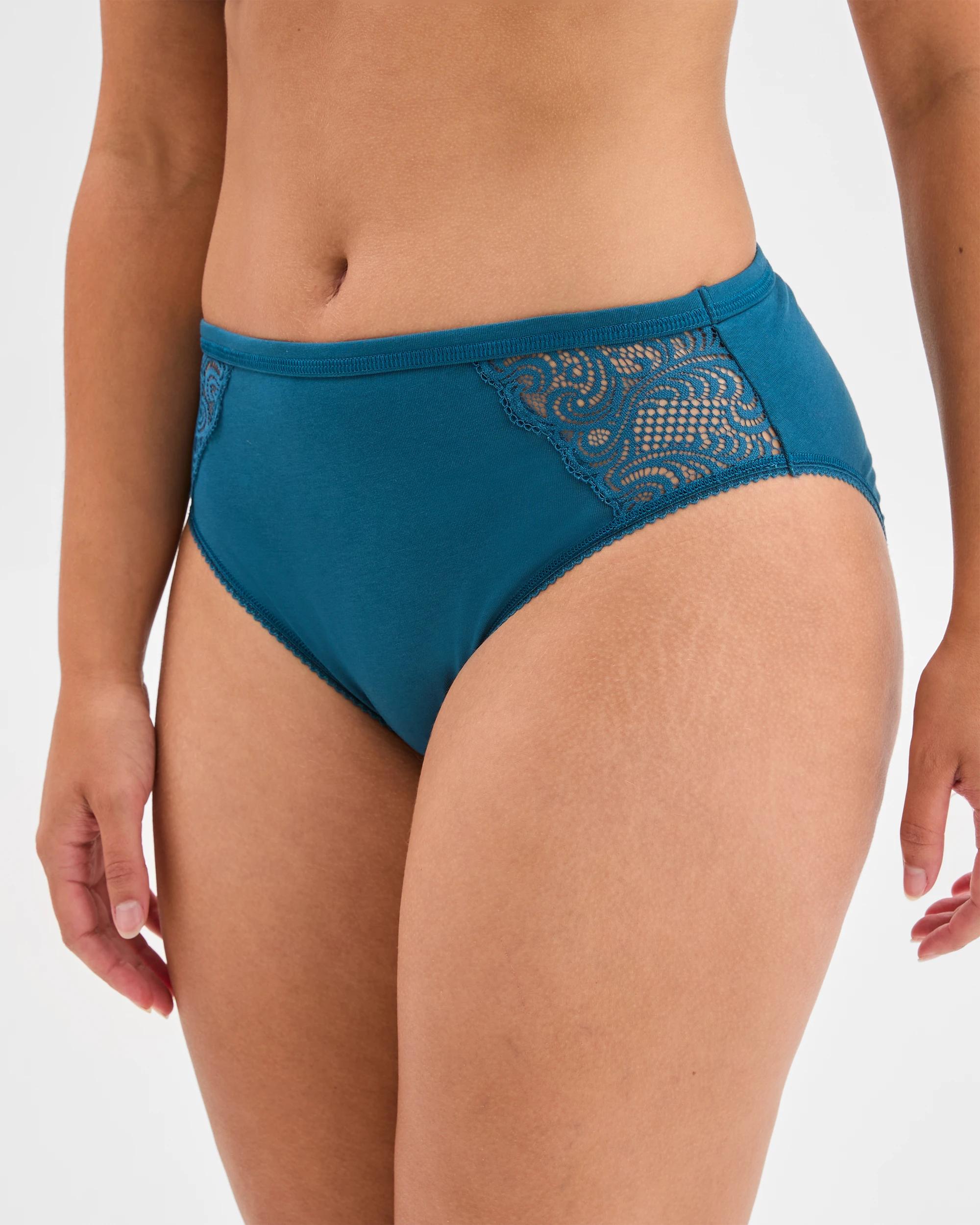 2 Target Woman Australian Cotton Blend 2 Pack Lace High Cut Briefs L.BLUE, 2 of 4