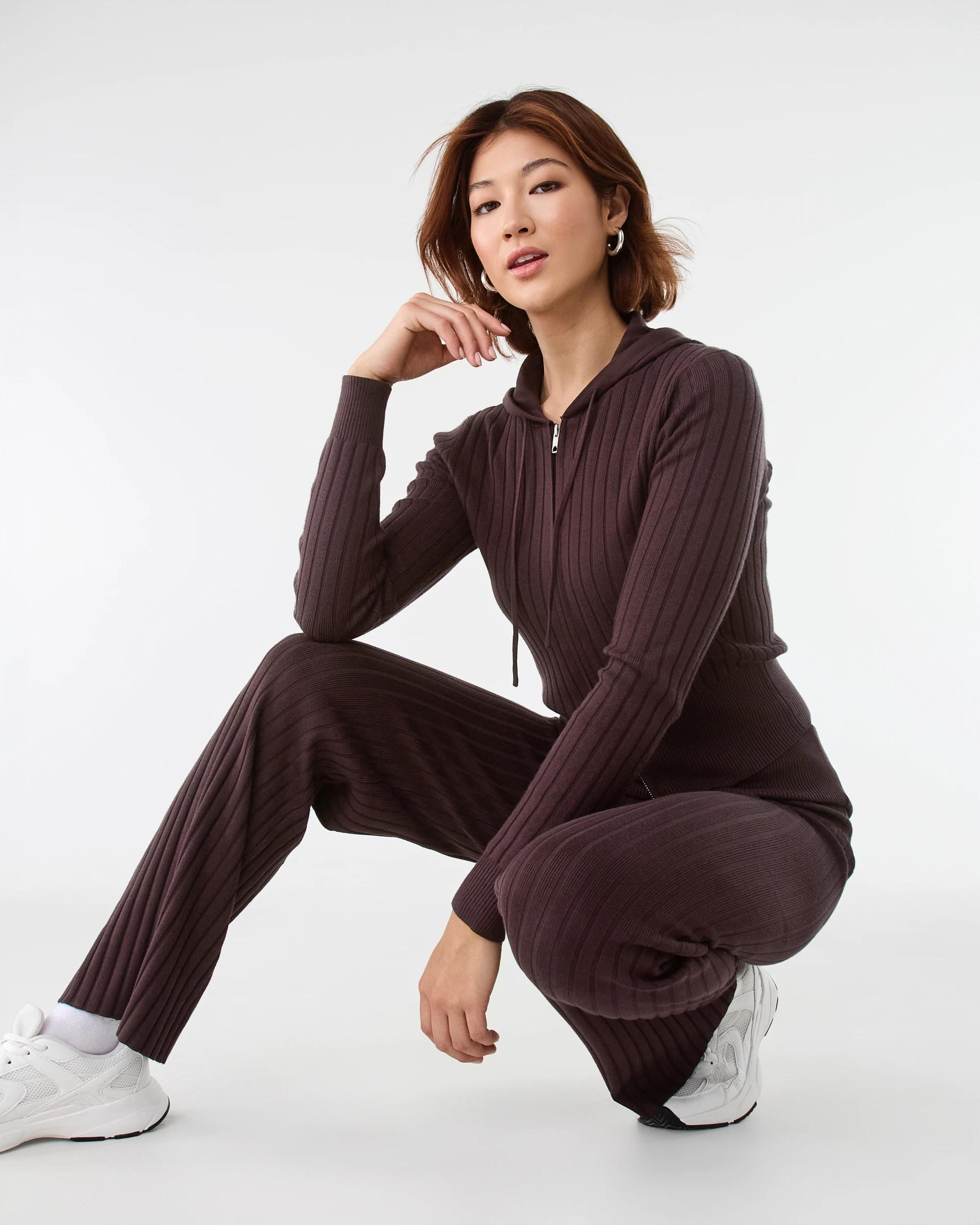 7 Knit Fold Over Pants Choc Plum, 7 of 8