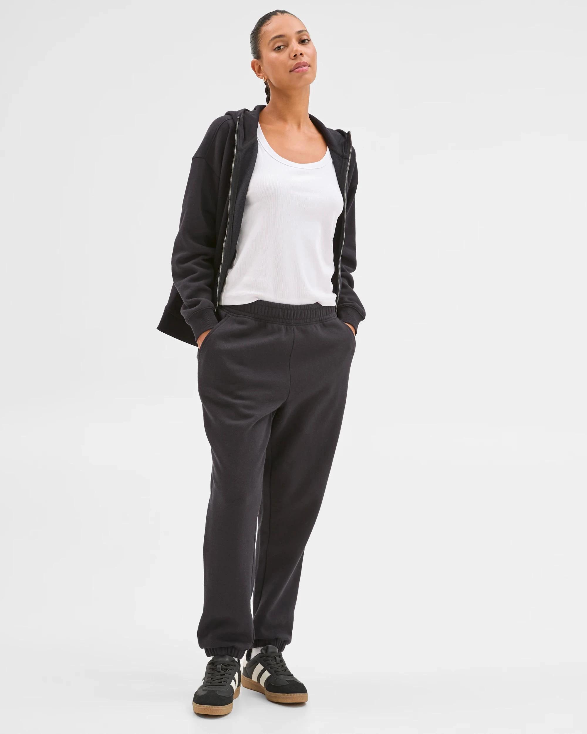 1 Target Woman Australian Cotton Blend Fleece Trackpants BLACK, 1 of 5