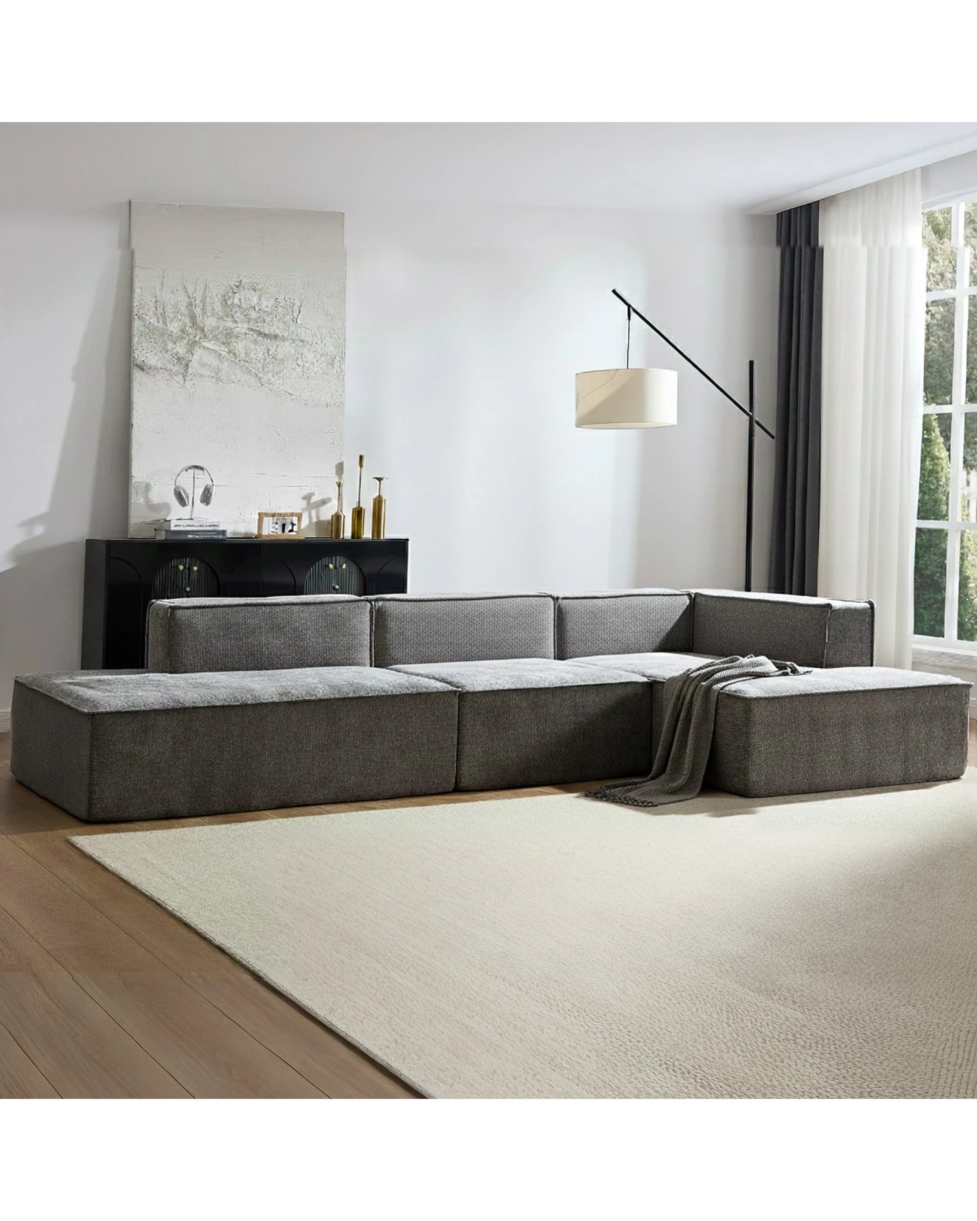 6 Sarantino Vani 3 Seater Modular Sofa Set - Grey, 6 of 7