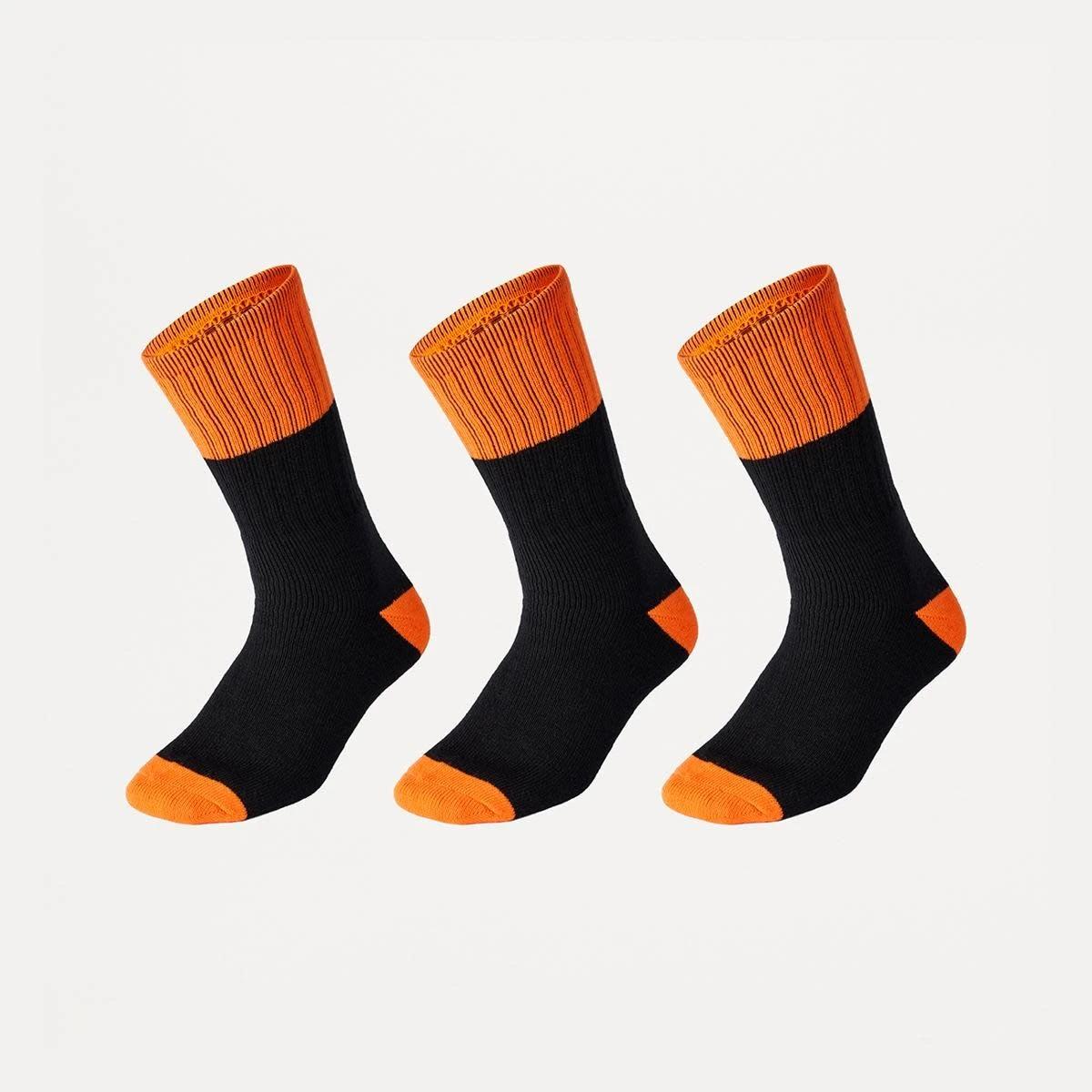 1 3 Pack Work Socks BLACK ORANGE TOP, 1 of 3