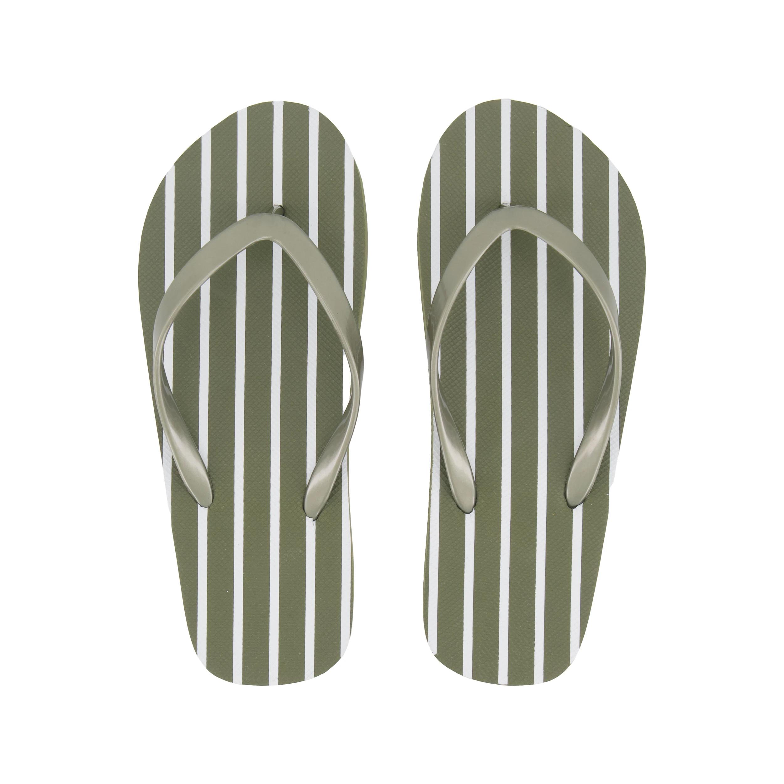 2 Printed Recycled Beach Thongs Strp Olive, 2 of 3
