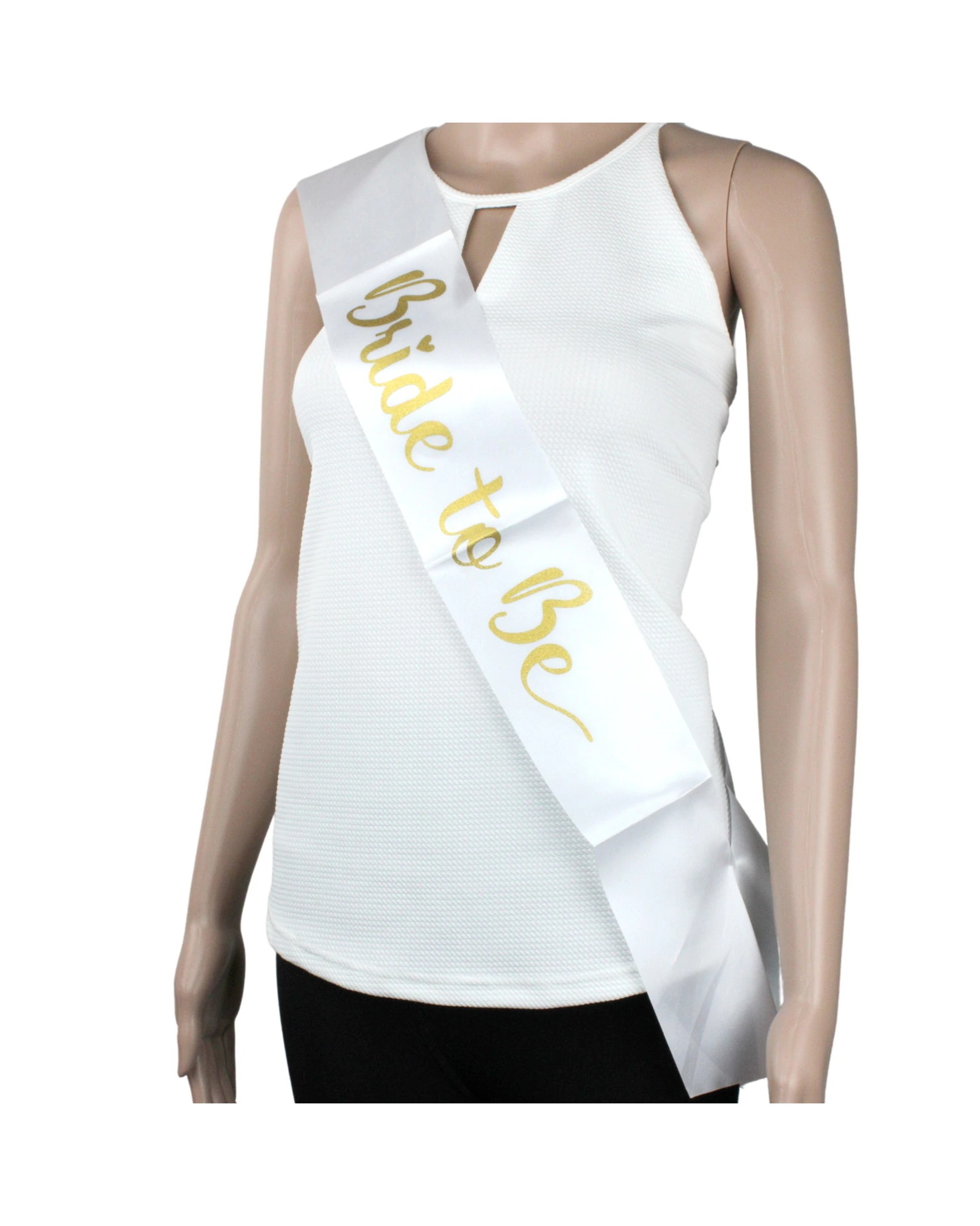 1 JD Party Bride to Be White Satin Sash, 1 of 1