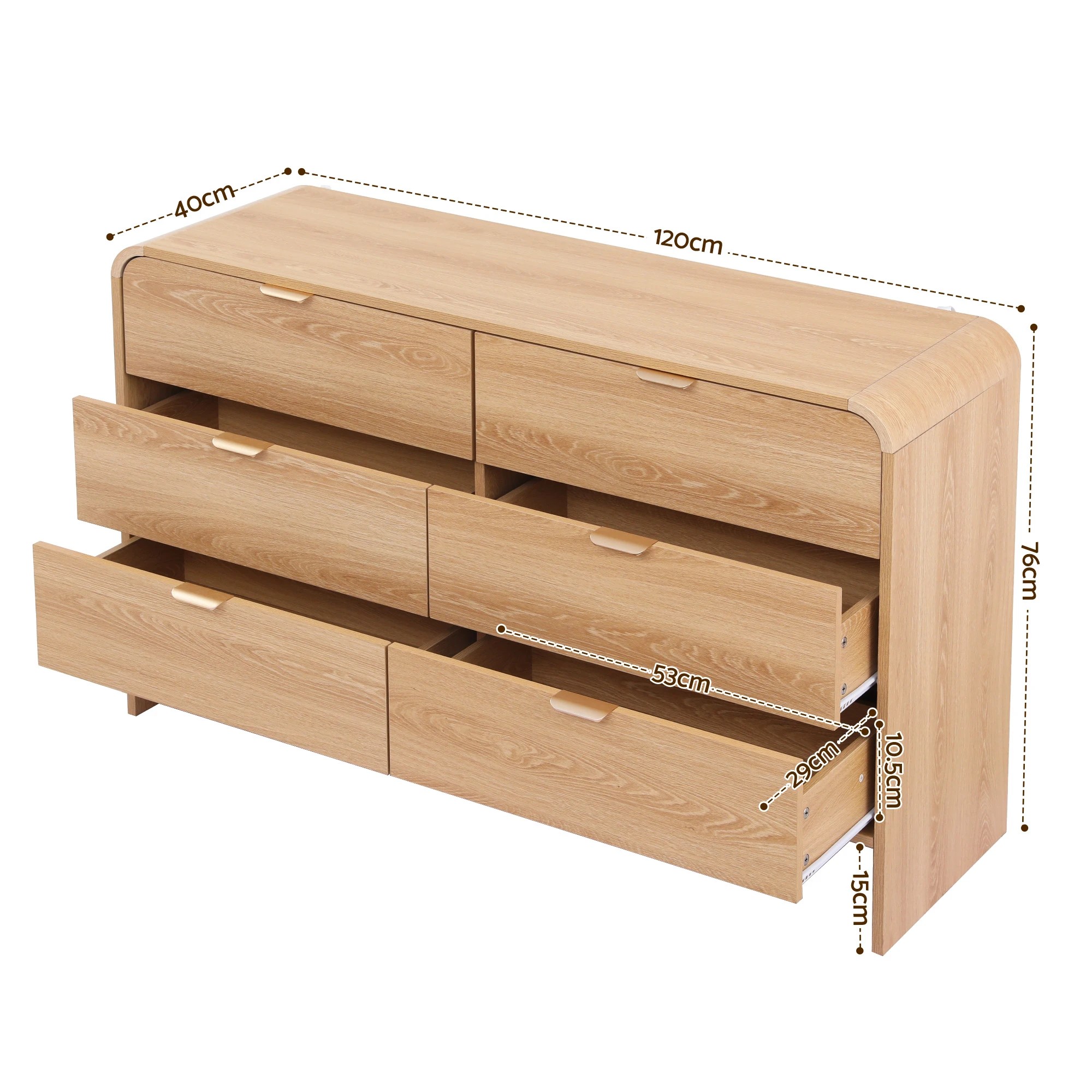 2 Artiss 6 Chest of Drawers Dresser Cabinet - Natural, 2 of 3