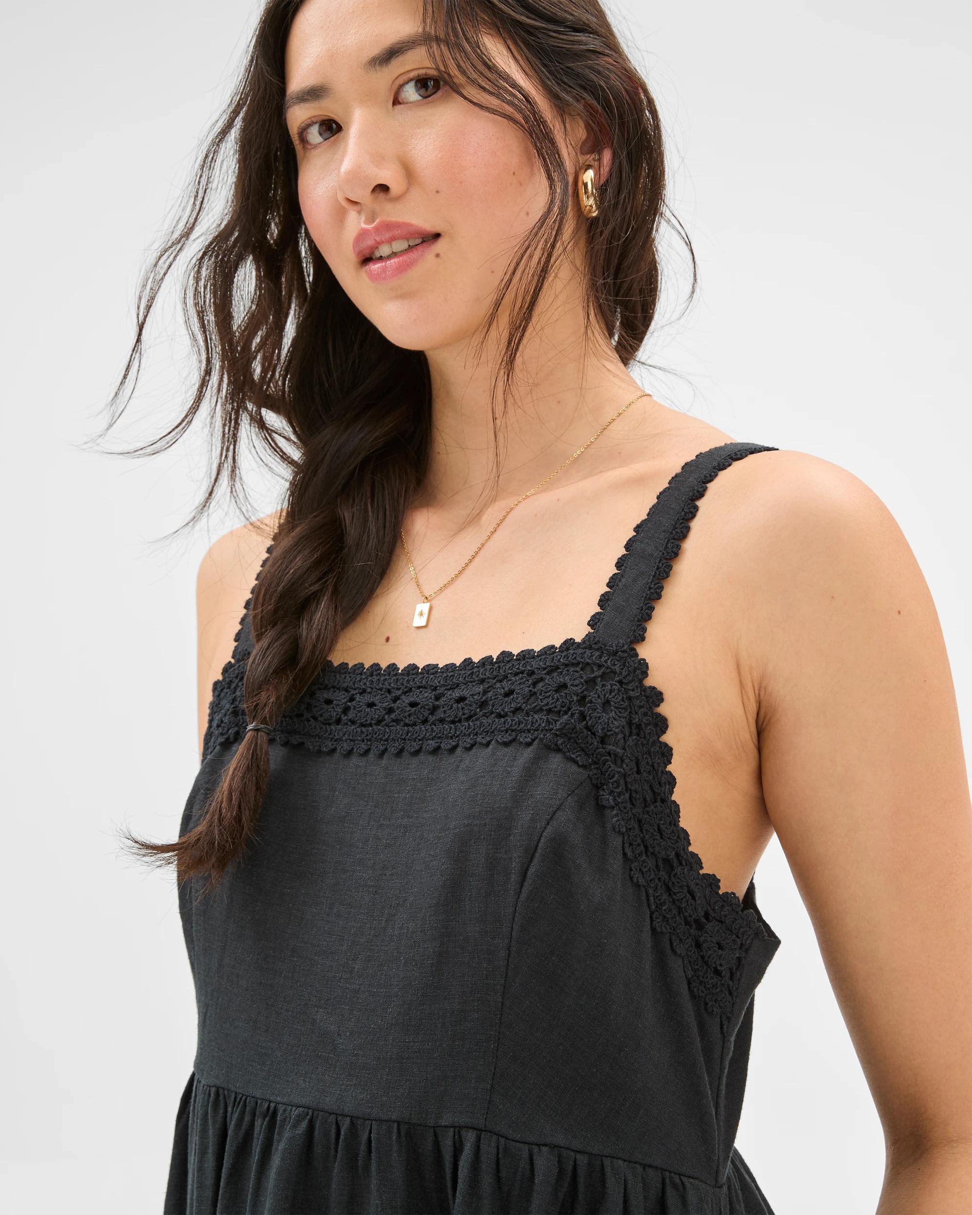 5 Target Linen Blend Square Neck Maxi Dress BLACK, 5 of 9