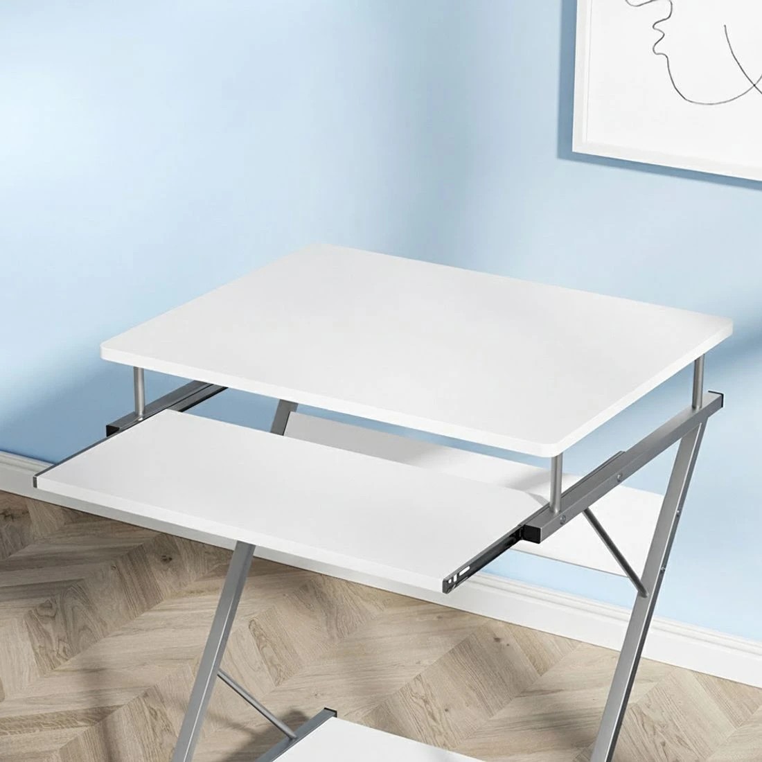 3 Artiss Computer Desk Keyboard Tray Shelf  60CM - White, 3 of 8