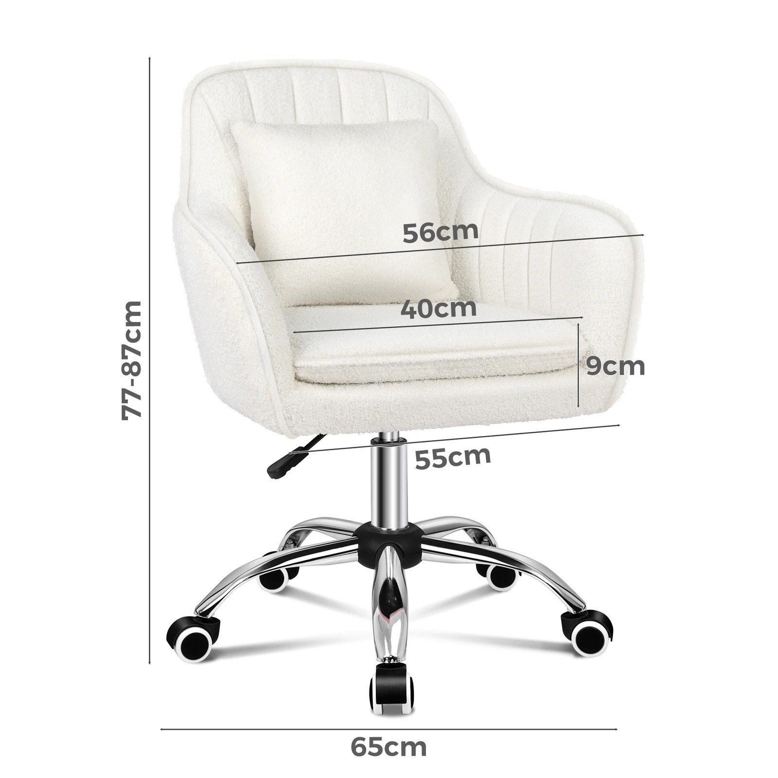 9 Alfordson Boucle Office Chair Computer Swivel Armchair Work Adult Kids - White, 9 of 10