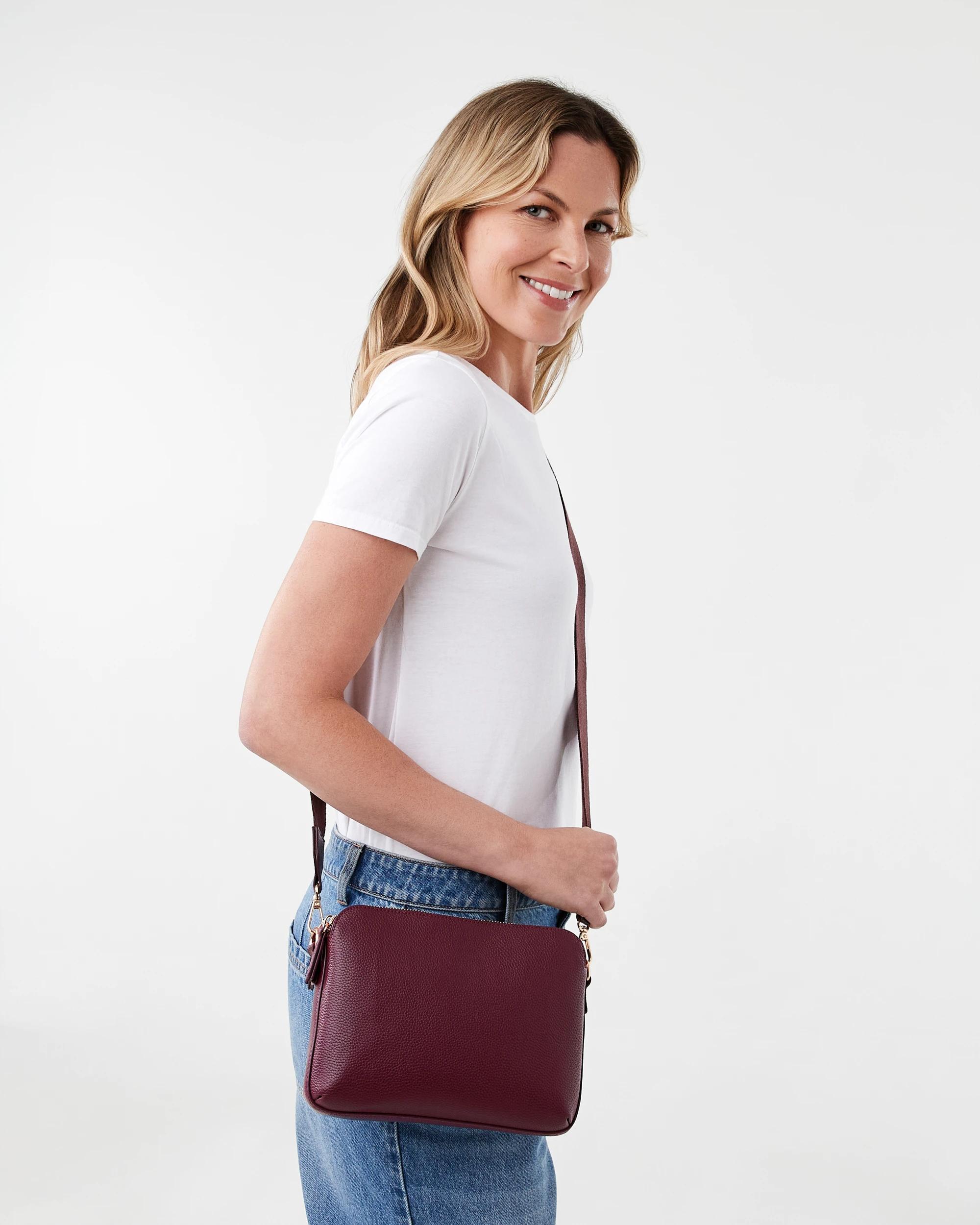 5 Double Pocket Crossbody Bag Deep Berry, 5 of 5