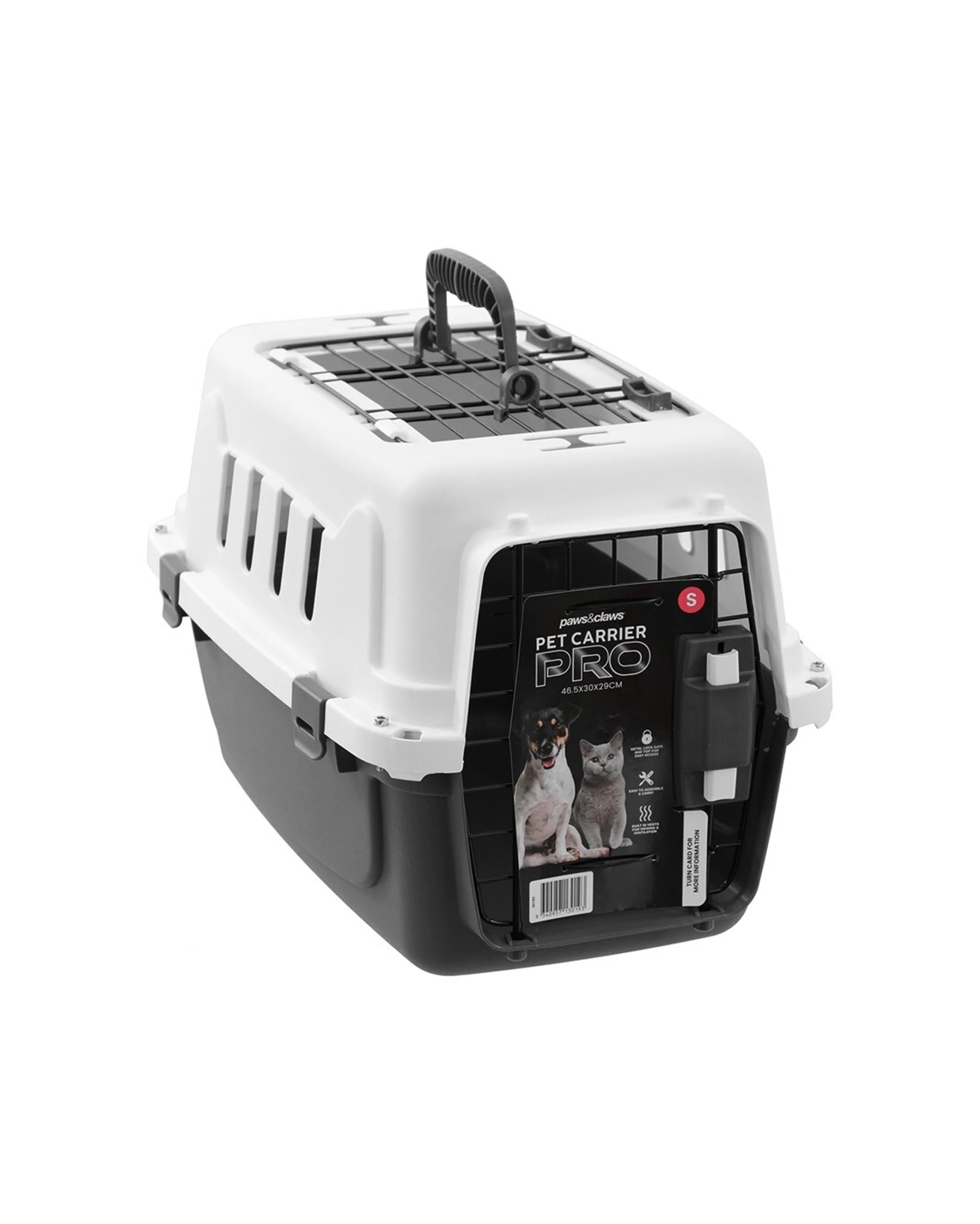 1 Paws And Claws 46.5cm Metal Door Travel Pet Carrier Small White Ventilated Secure - White, 1 of 5