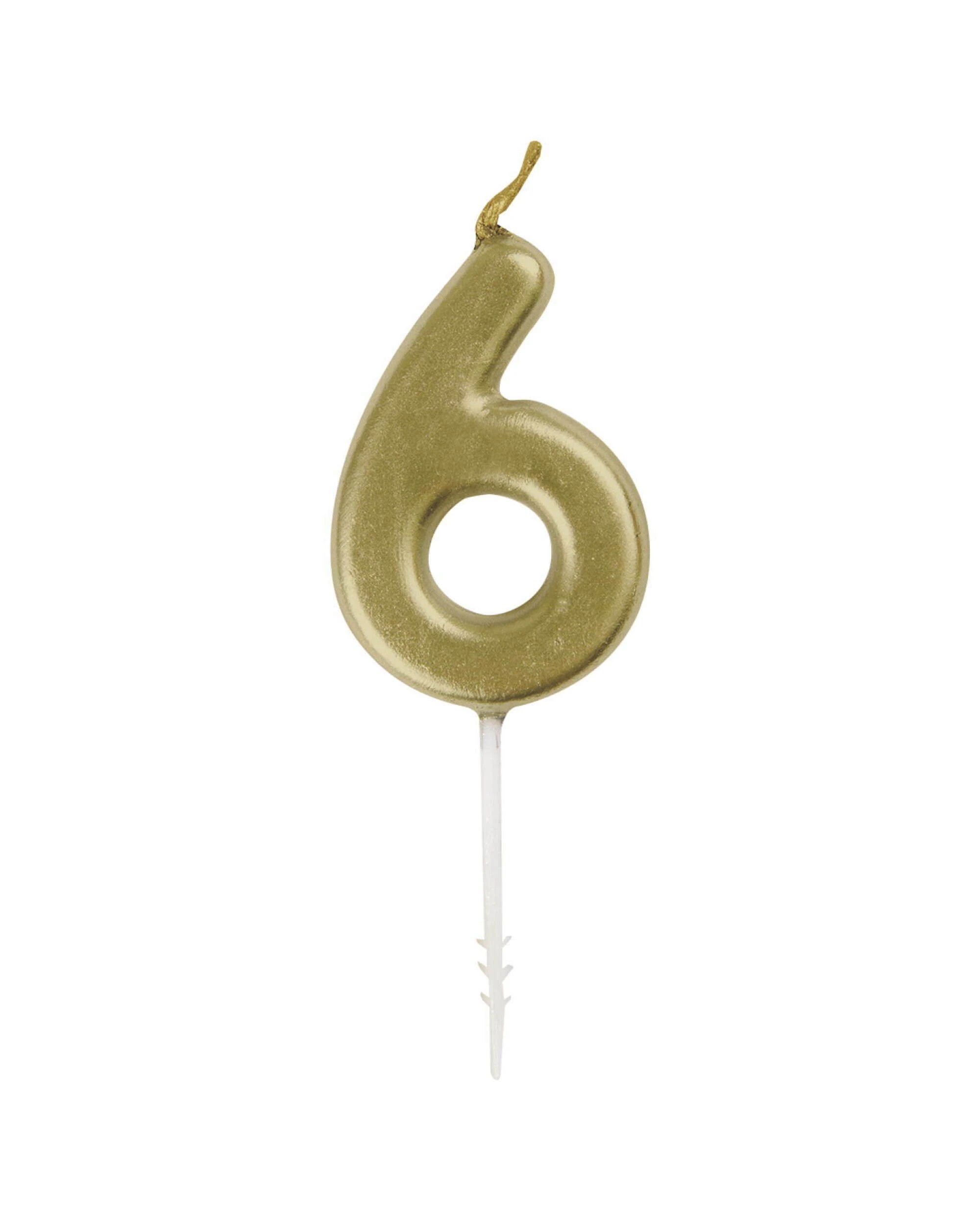 1 Unique Number 6 Candle - Gold, 1 of 2