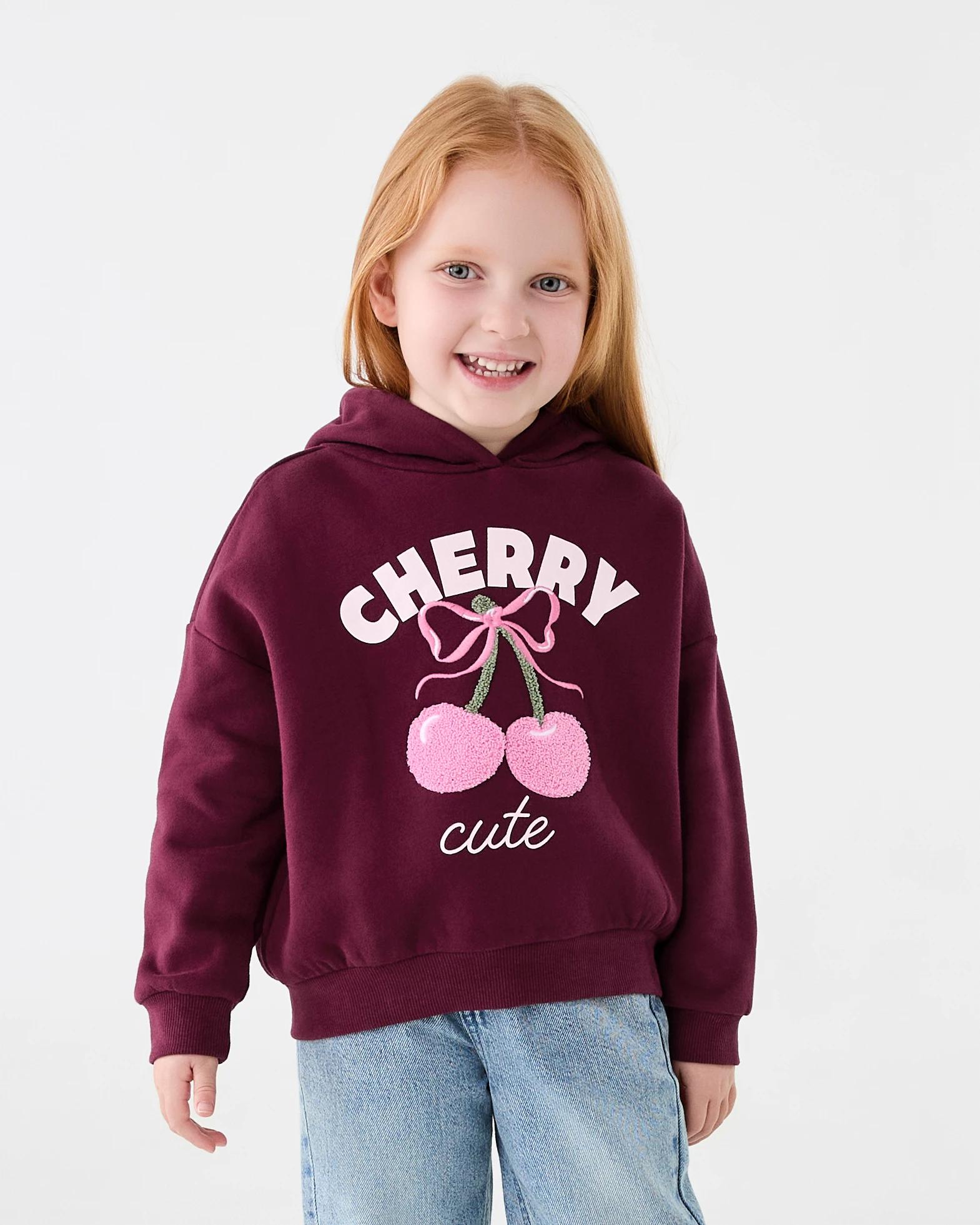 1 Oversized Sequin Embroidered Hoodie Red Cherry, 1 of 8