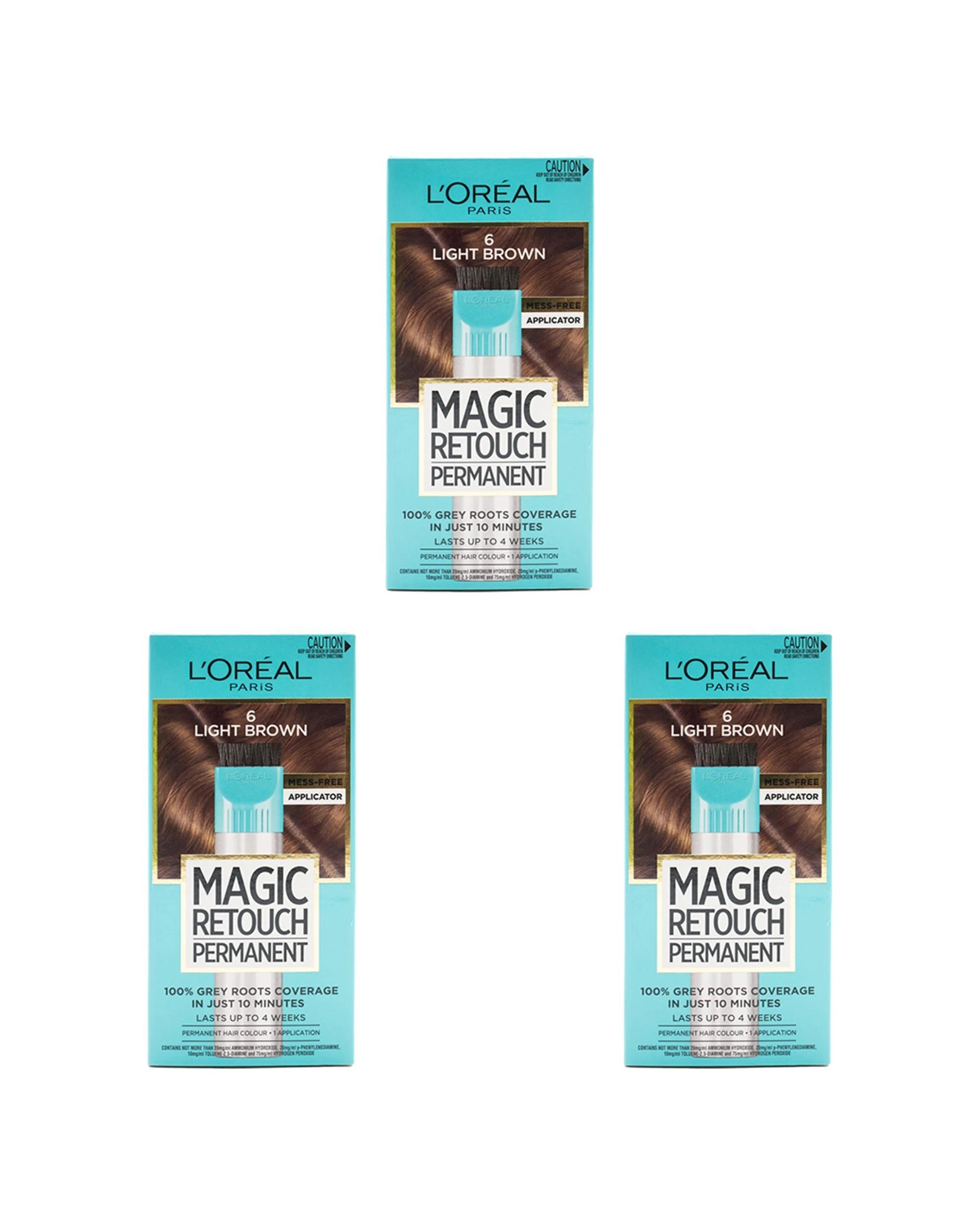 1 Loreal 3PK Paris Magic Retouch Permanent Hair Colour Light - Brown, 1 of 5