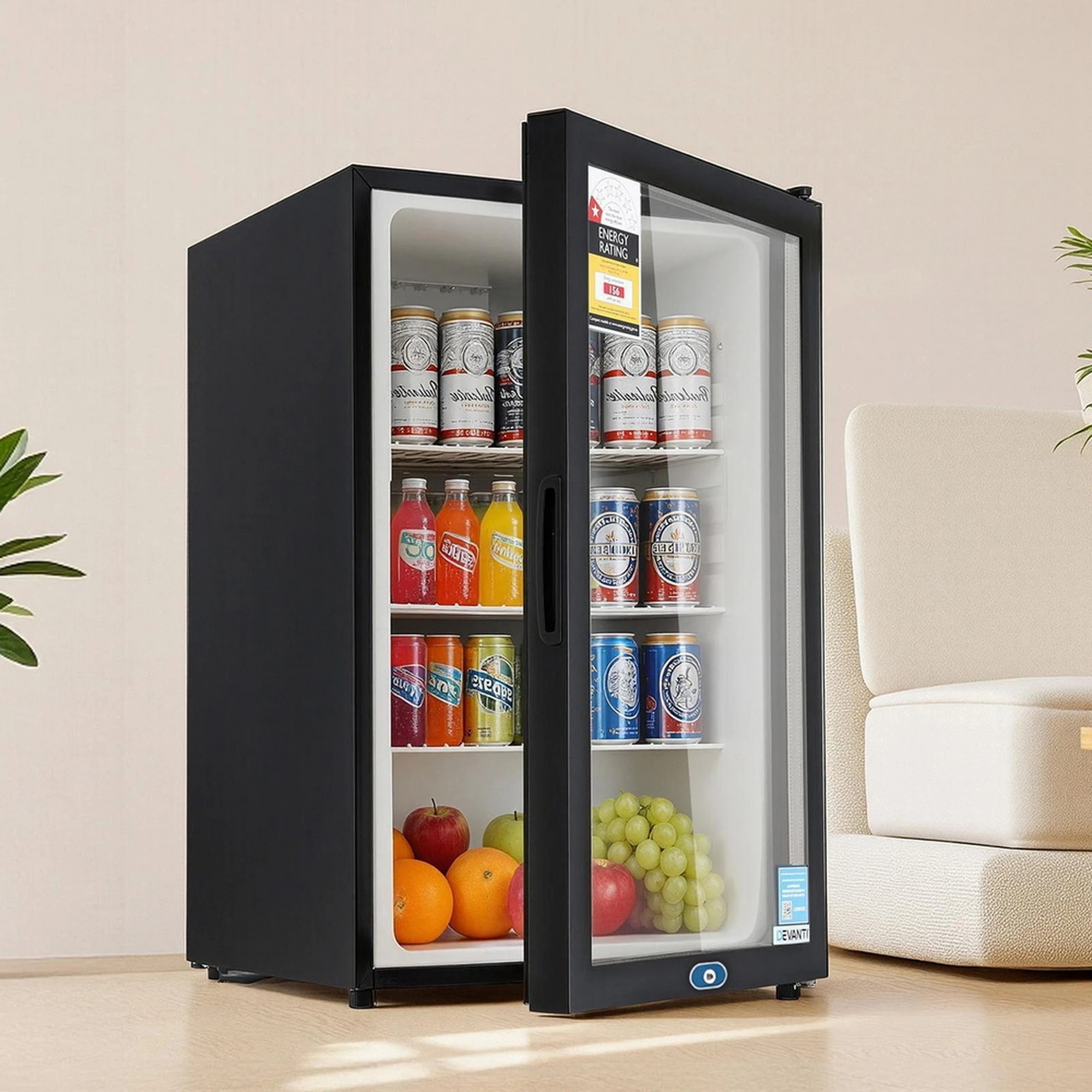 7 Devanti 105L Bar Fridge Glass Door Mini Fridge Countertop Cooler - Black, 7 of 7
