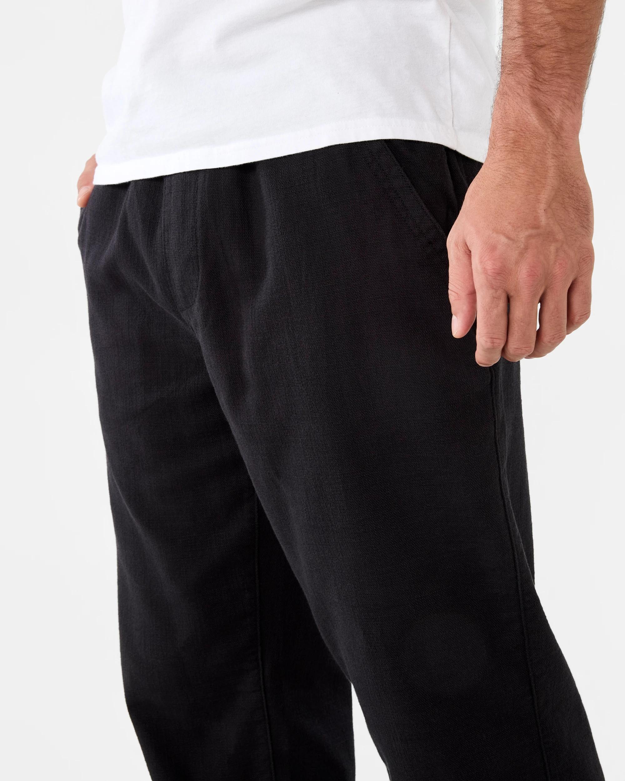 6 Elastic Waist Cotton Slub Pants Black, 6 of 6