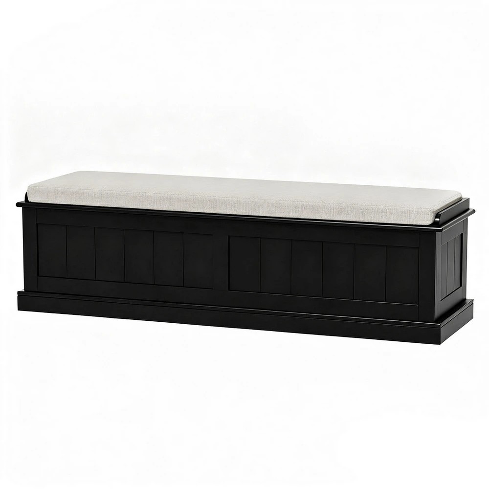 1 Artiss Storage Ottoman Blanket Box 140cm Fluted - Black, 1 of 6