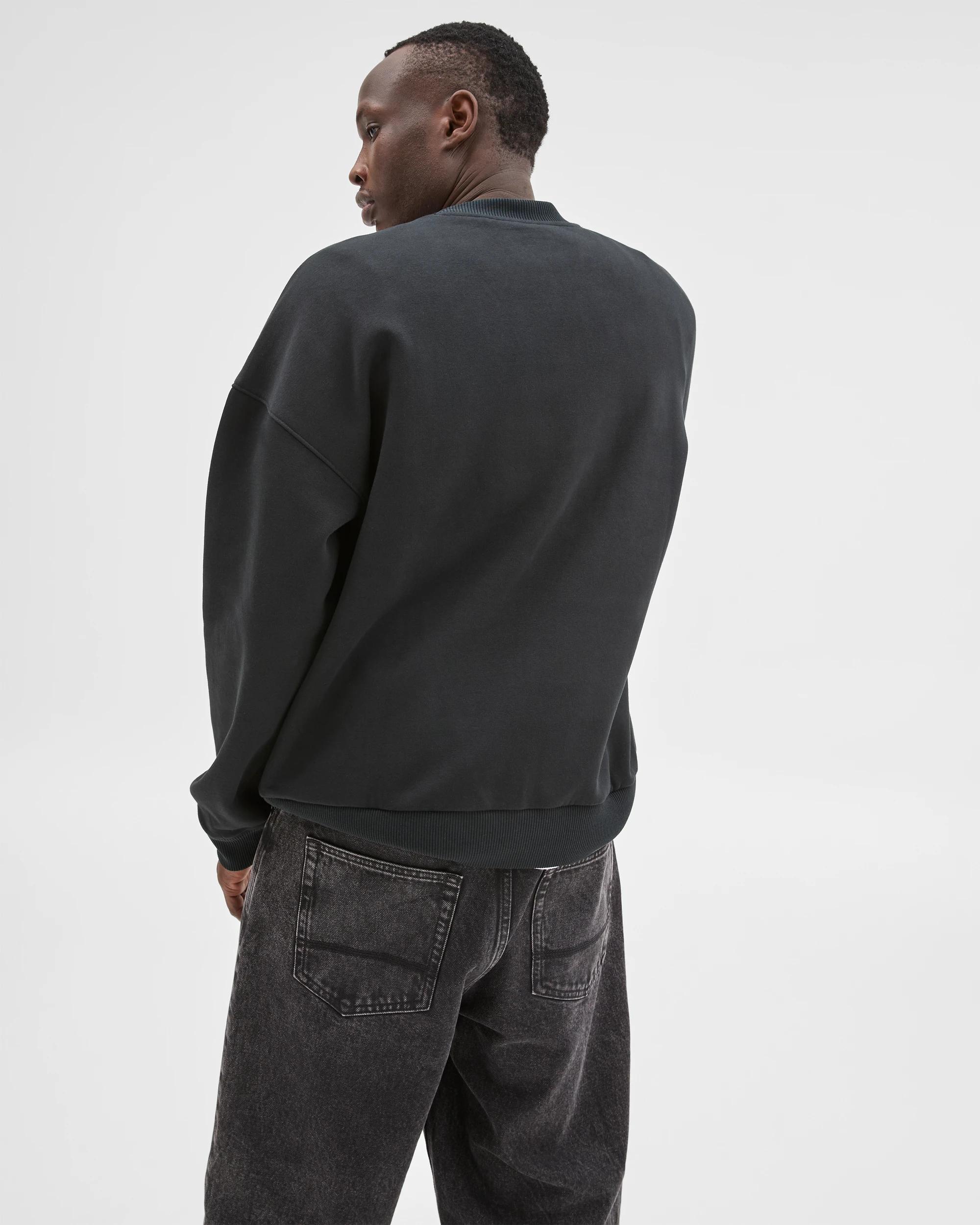 6 Commons Australian Cotton Blend Oversized Heavyweight Fleece Crew Jumper BLACK, 6 of 7