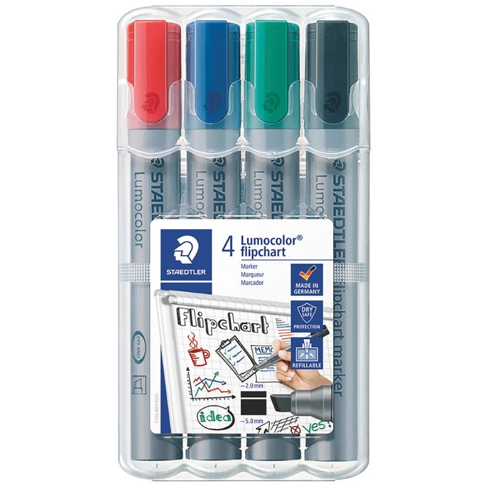 1 Staedtler Lumocolor Flipchart Markers Assorted 4 Pack, 1 of 10