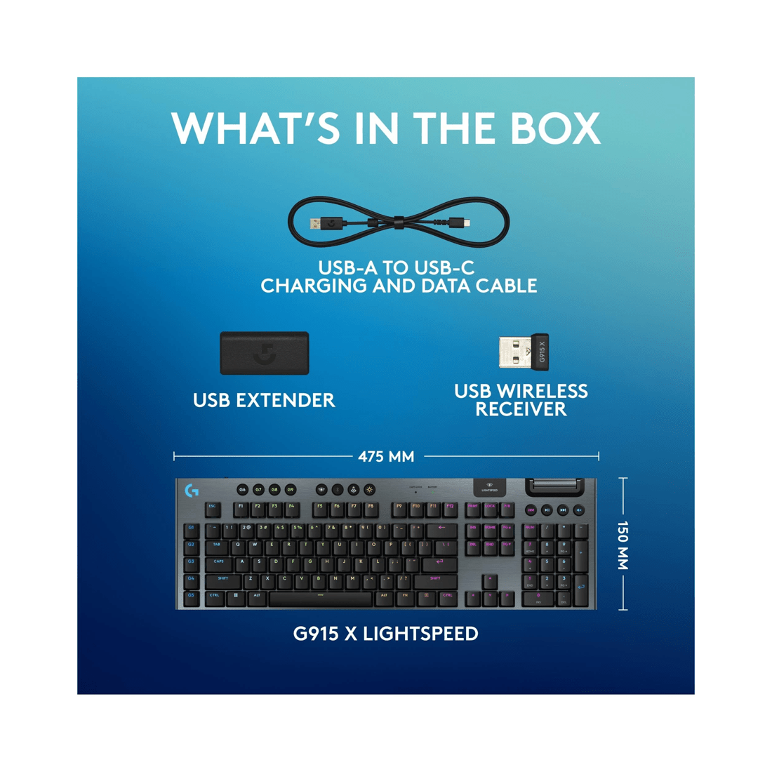 9 LOGITECH G915 X LIGHTSPEED Low-Profile Wireless Gaming Keyboard
 - black, 9 of 10