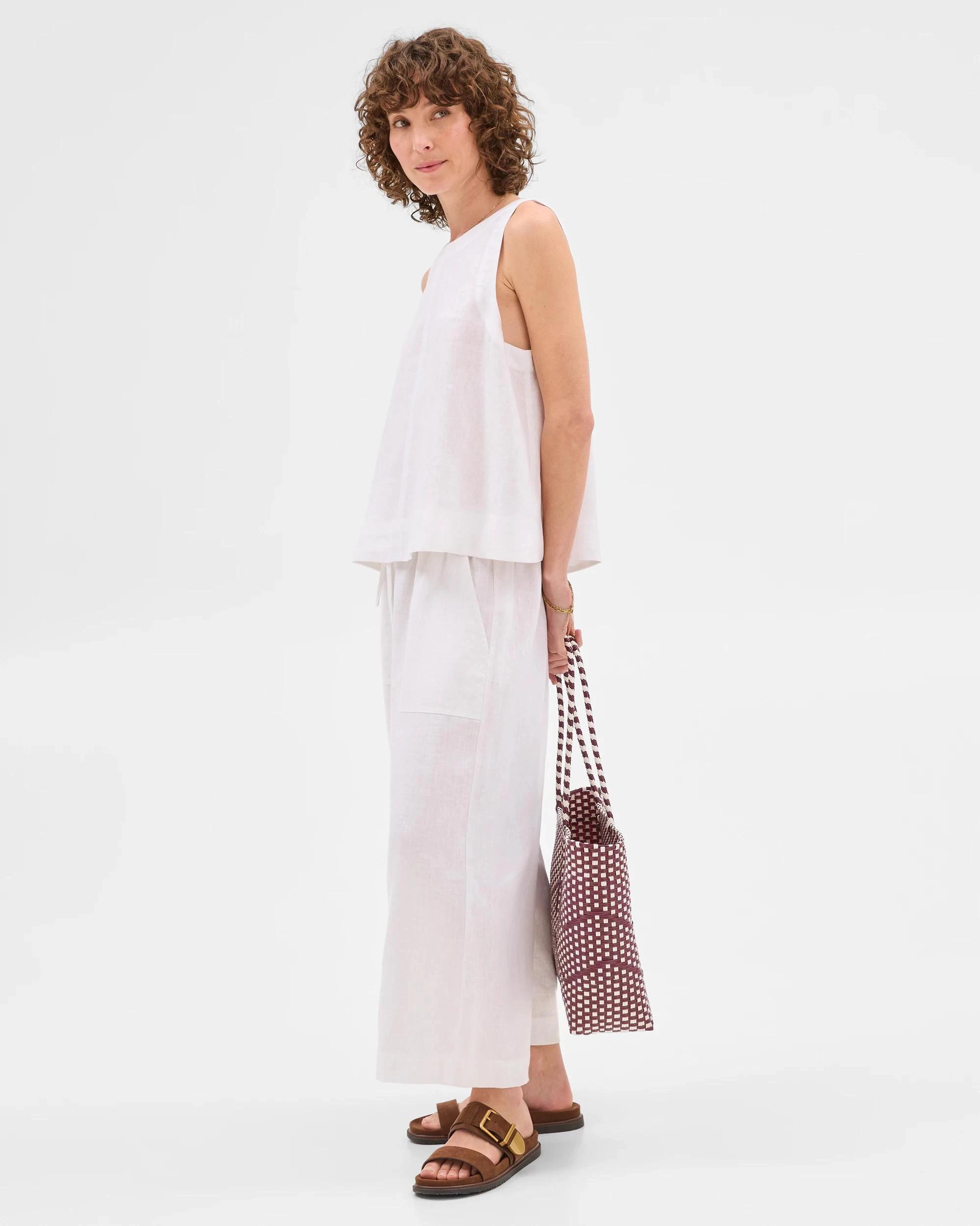 2 Target European Linen Cropped Pants WHITE, 2 of 7