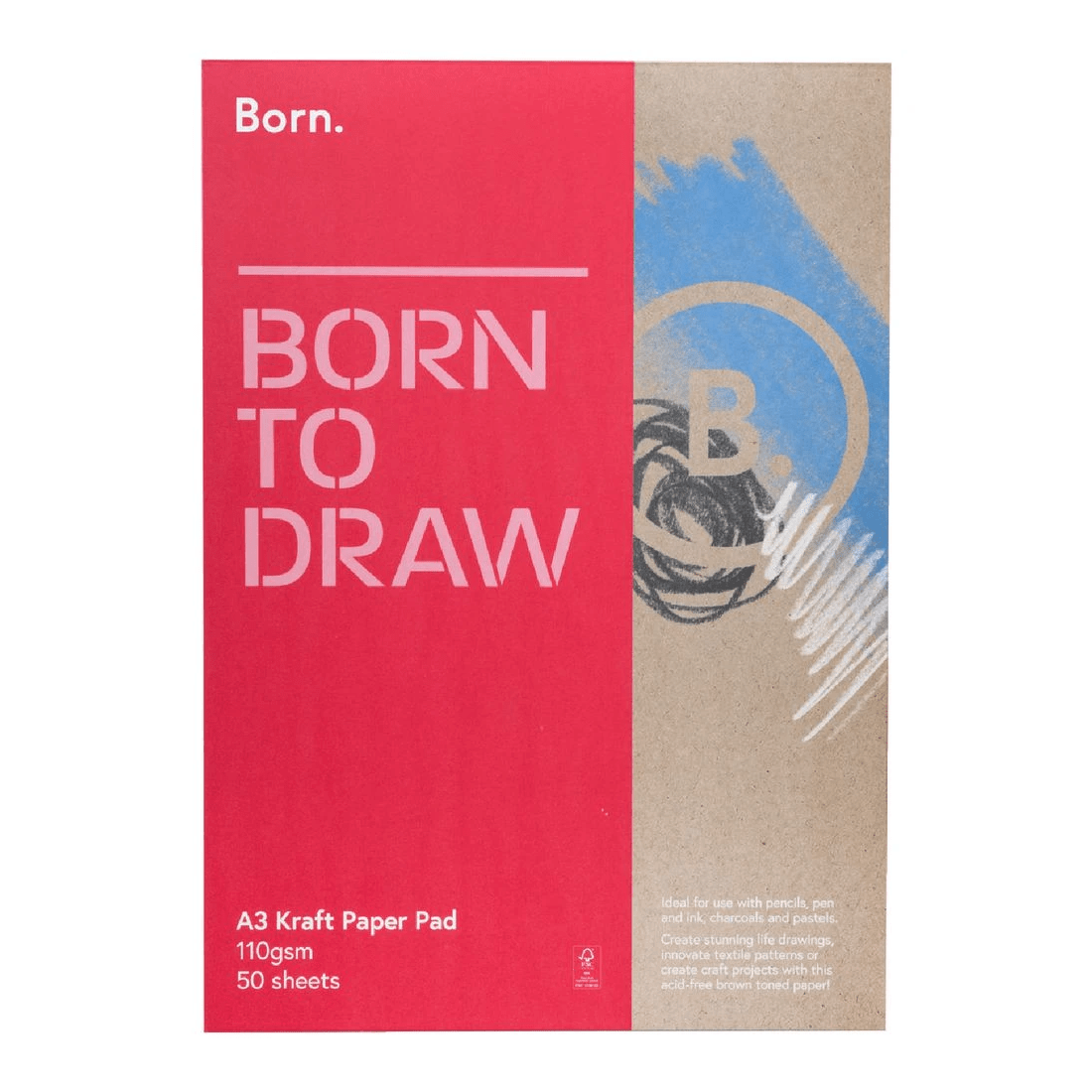 1 Born A3 Kraft Pad 110gsm 50 Sheets, 1 of 4