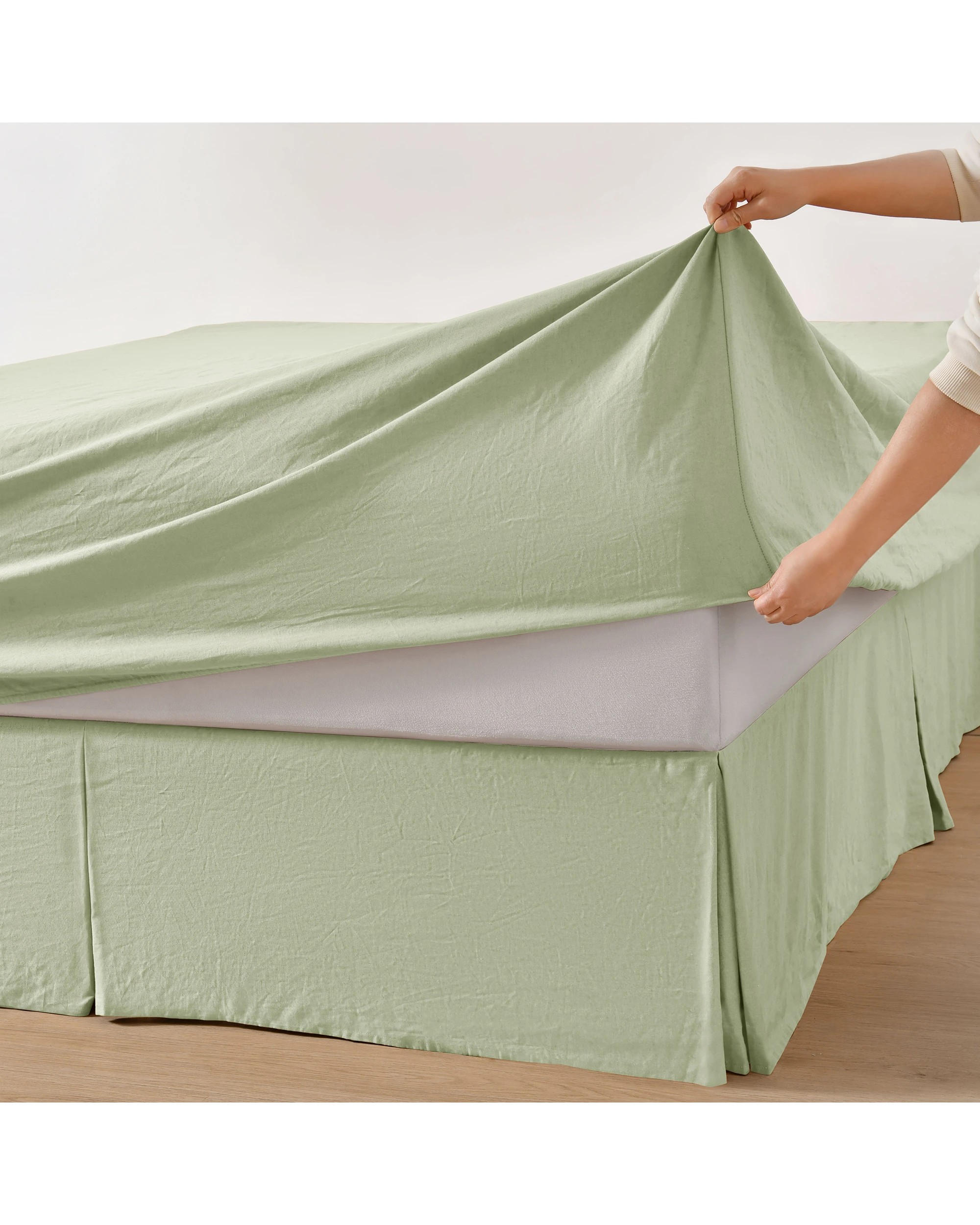 4 Dreamaker Linen Cotton Sheet Set - Single Bed - Sage, 4 of 7