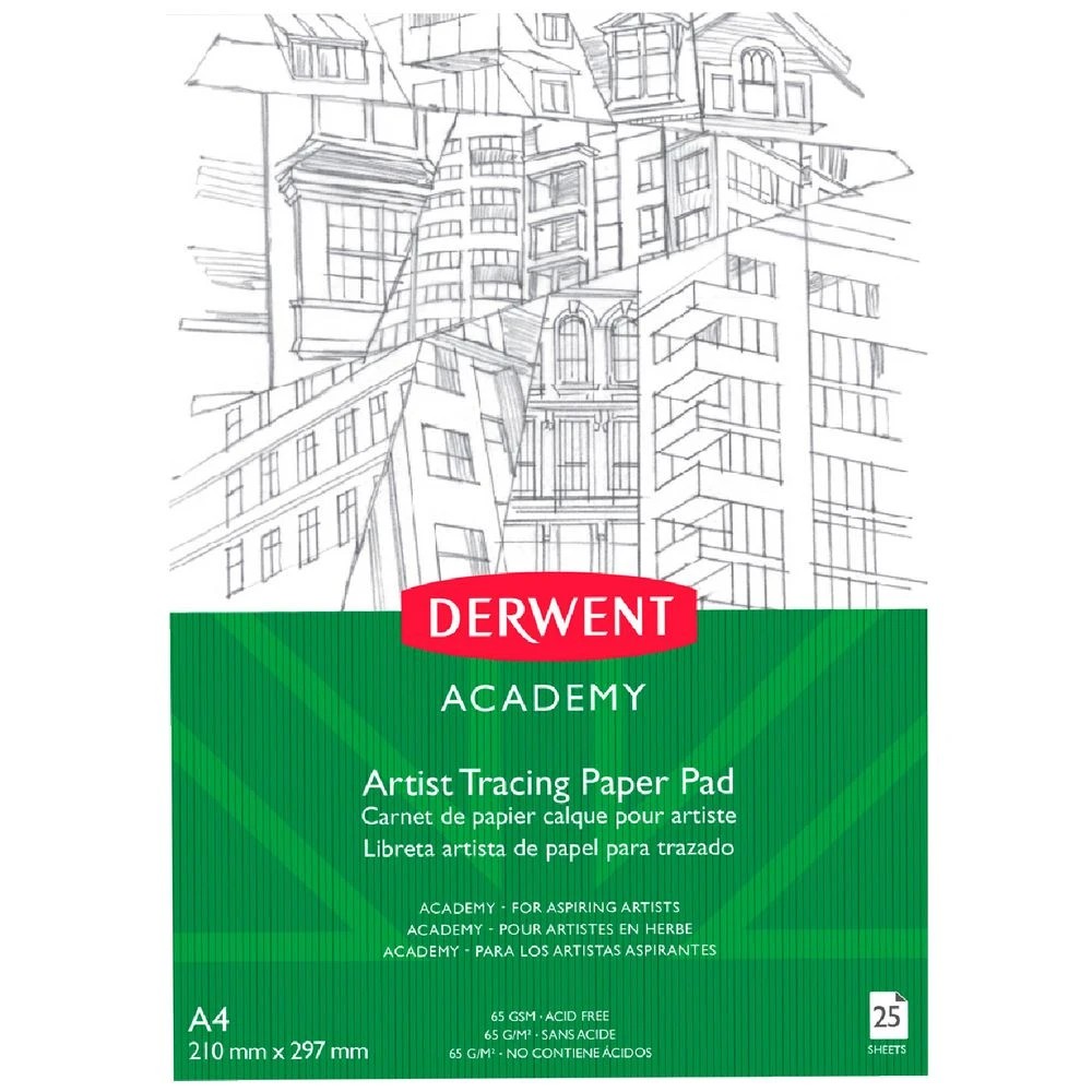 1 Derwent Academy Artist Tracing Paper Pad 65gsm 25 Sheets A4, 1 of 1
