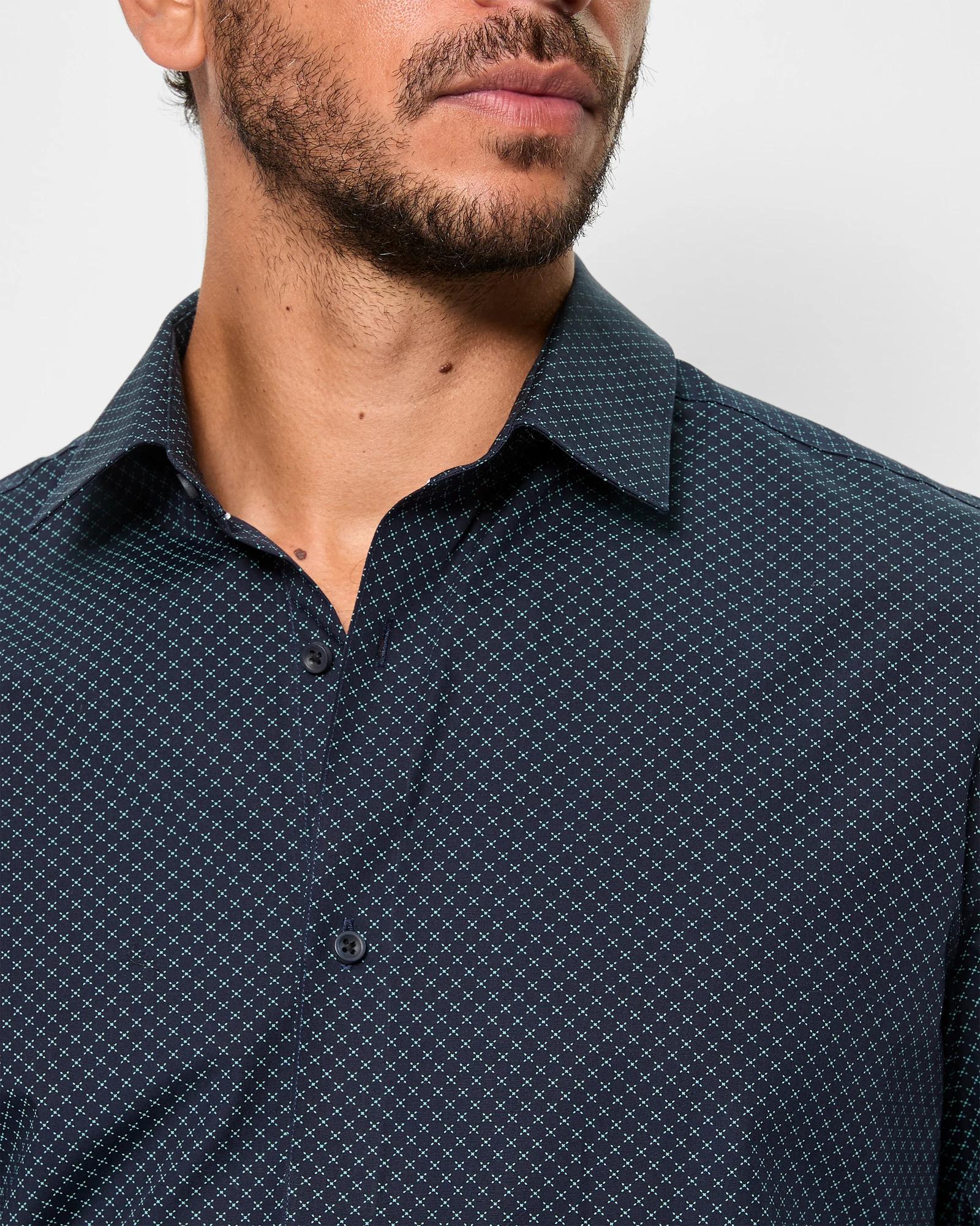 3 Australian Cotton Long Sleeve Print Shirt - Preview NAVY GEO, 3 of 4