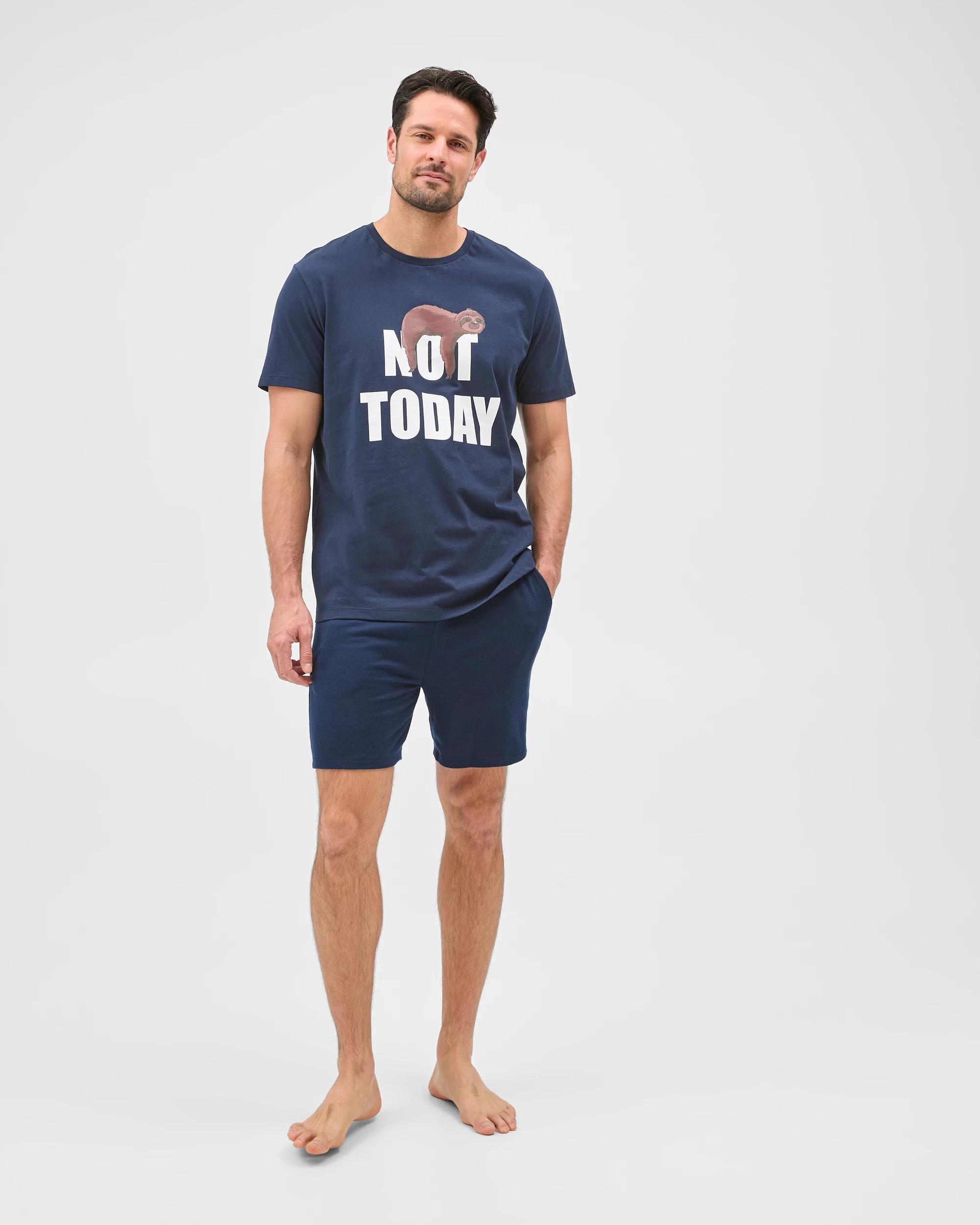 3 Maxx Australian Cotton Sleep T-Shirt BLUE NOT TODAY SLOTH, 3 of 7