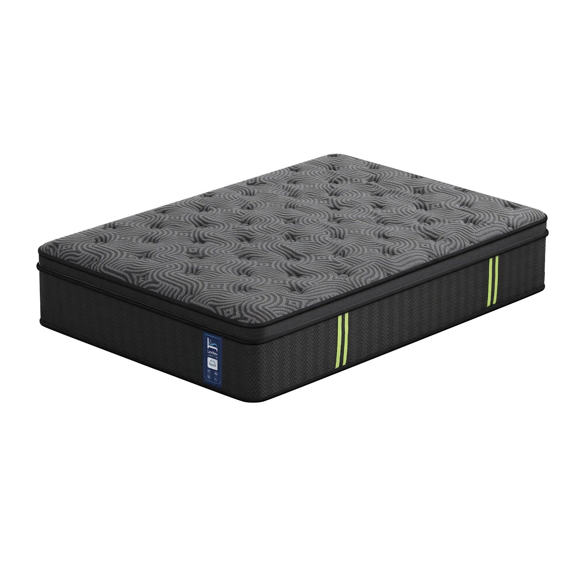 1 Levitex King Single Hybrid Mattress with 5-Zone Springs, Gel Foam, Reinforced Edge - King Single Bed - Black, 1 of 9
