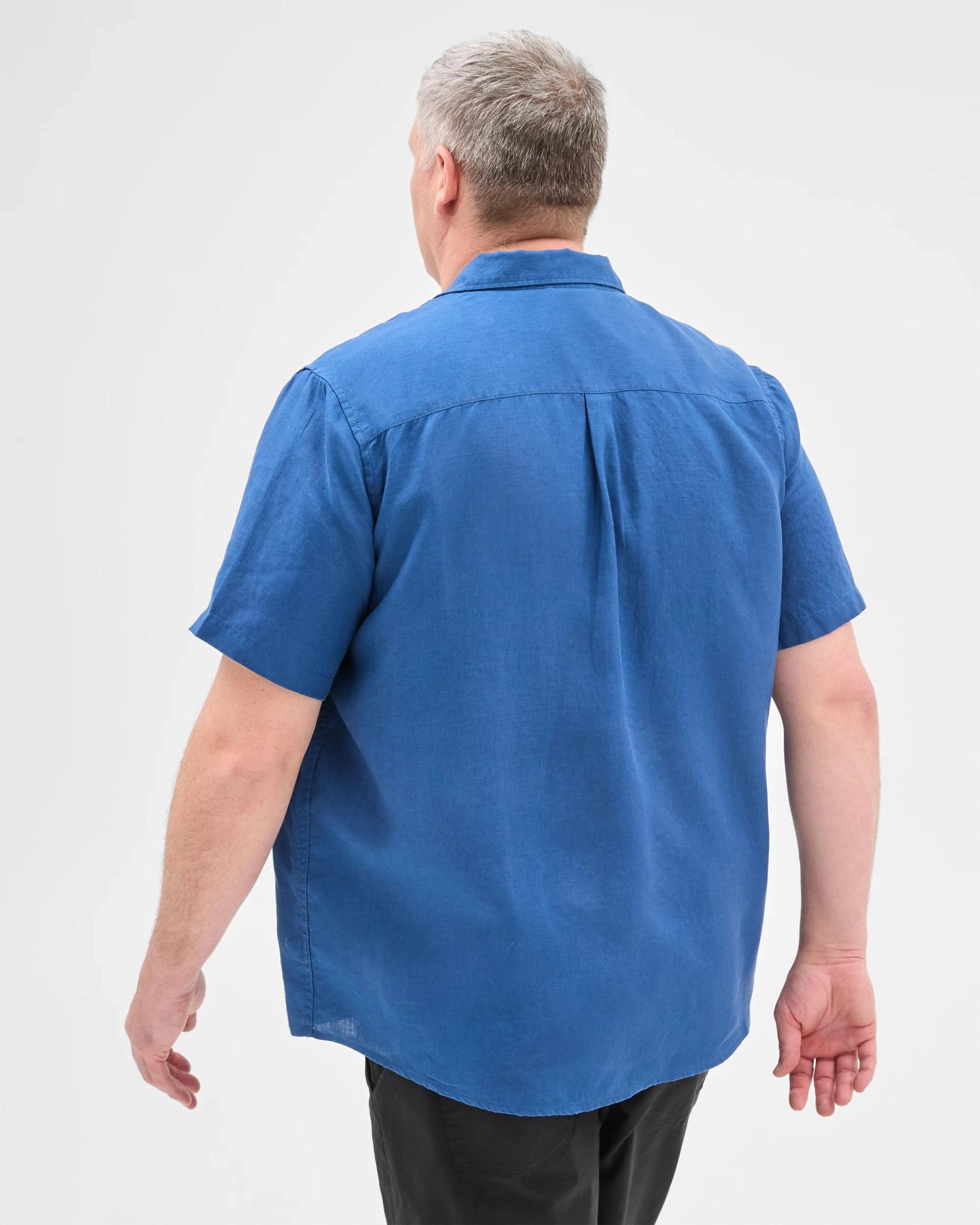 5 Target Man Plus Plus Size European Linen Shirt BRIGHT BLUE, 5 of 5