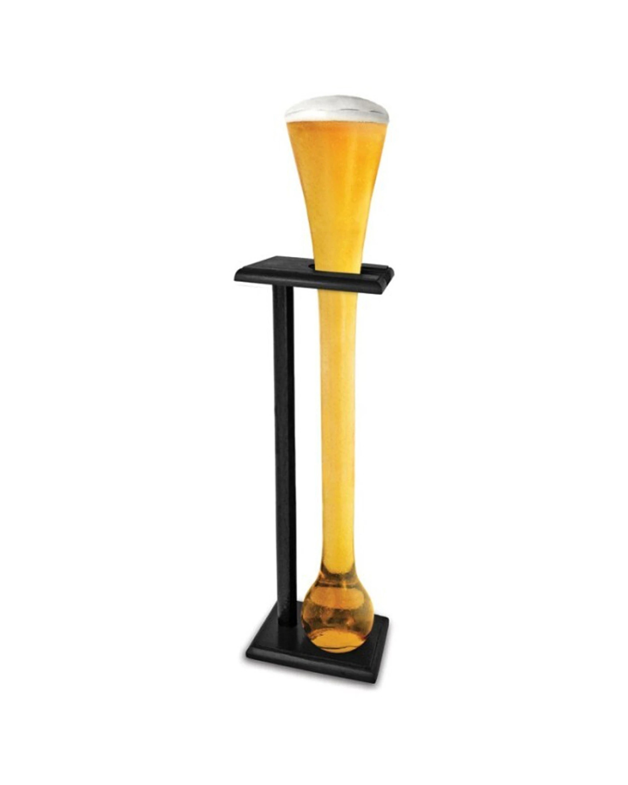 1 Yard Beer/alcohol Beverage Drinking Cone Novelty Glass/cup  W/timber Stand 2.75l
 - Clear, 1 of 3