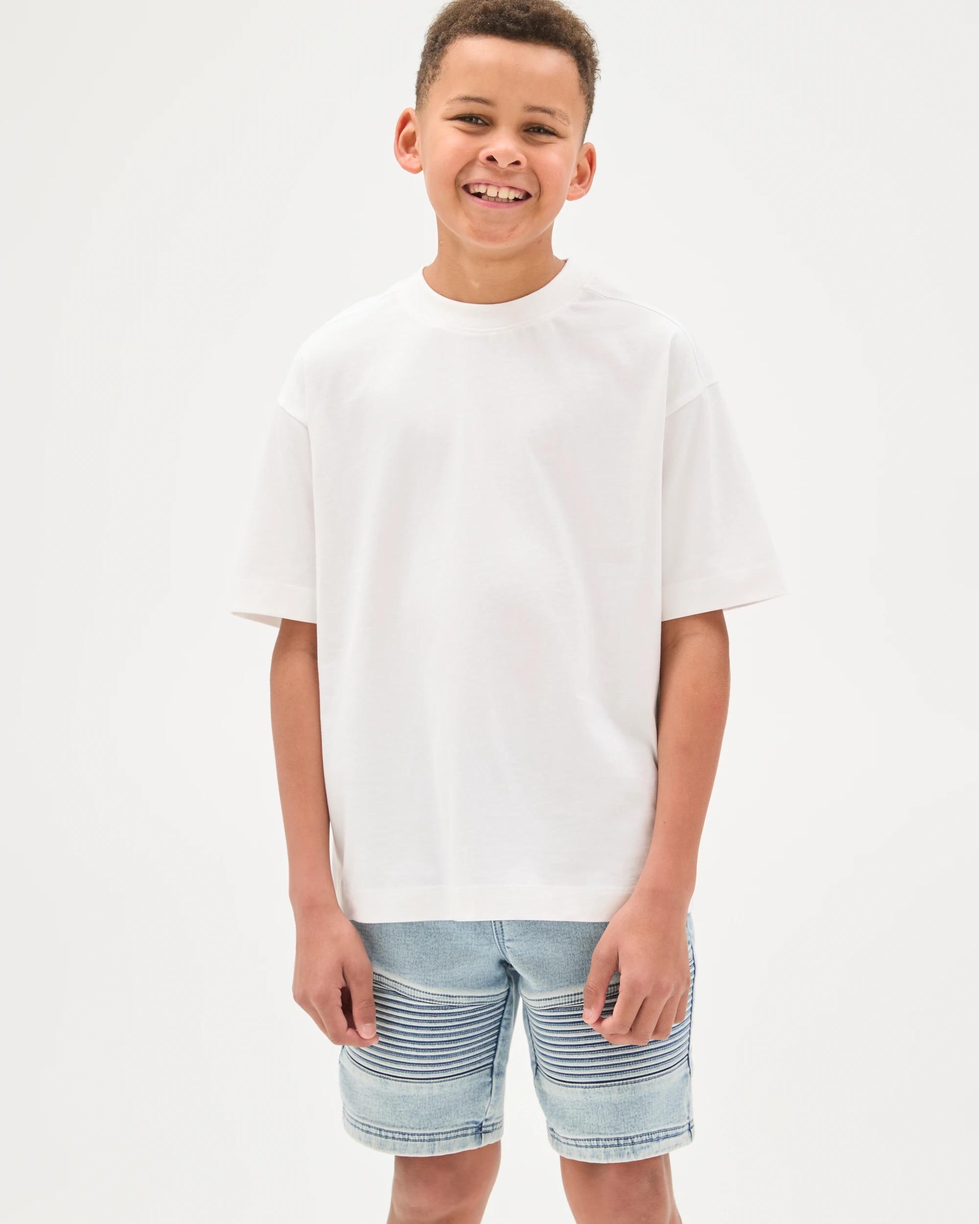 2 Target Kids Australian Cotton Oversized Plain T-Shirt WHITE, 2 of 6