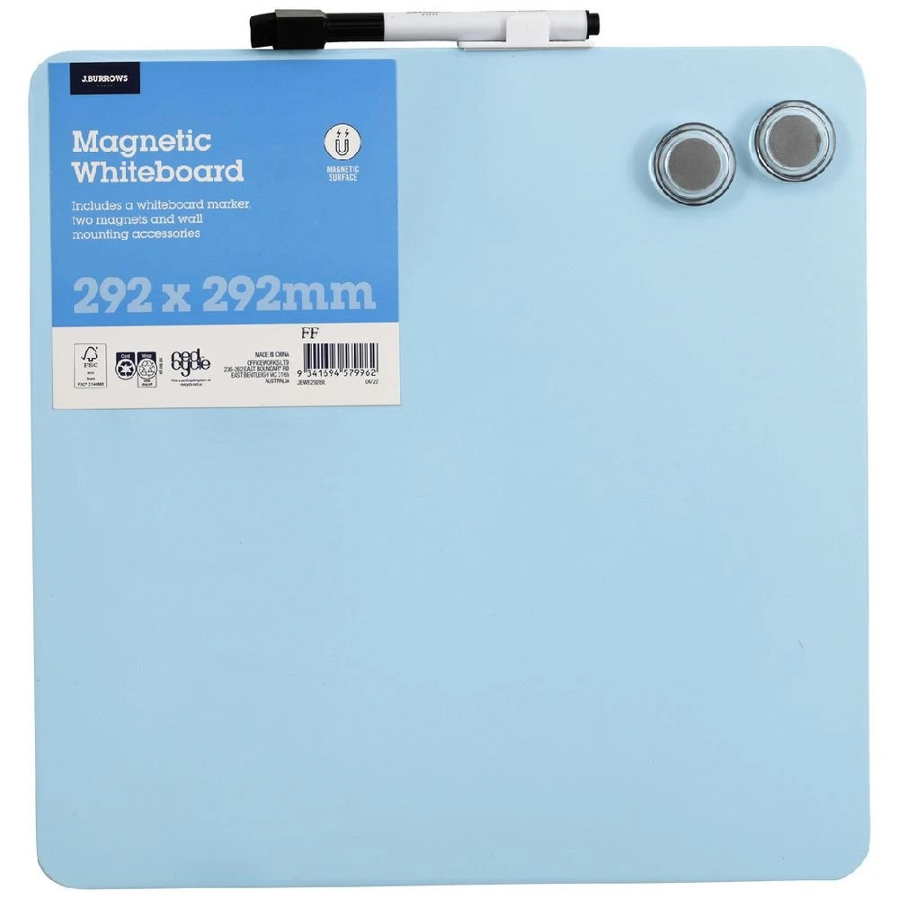 1 J.Burrows Magnetic Whiteboard 292 x 292mm Blue, 1 of 1