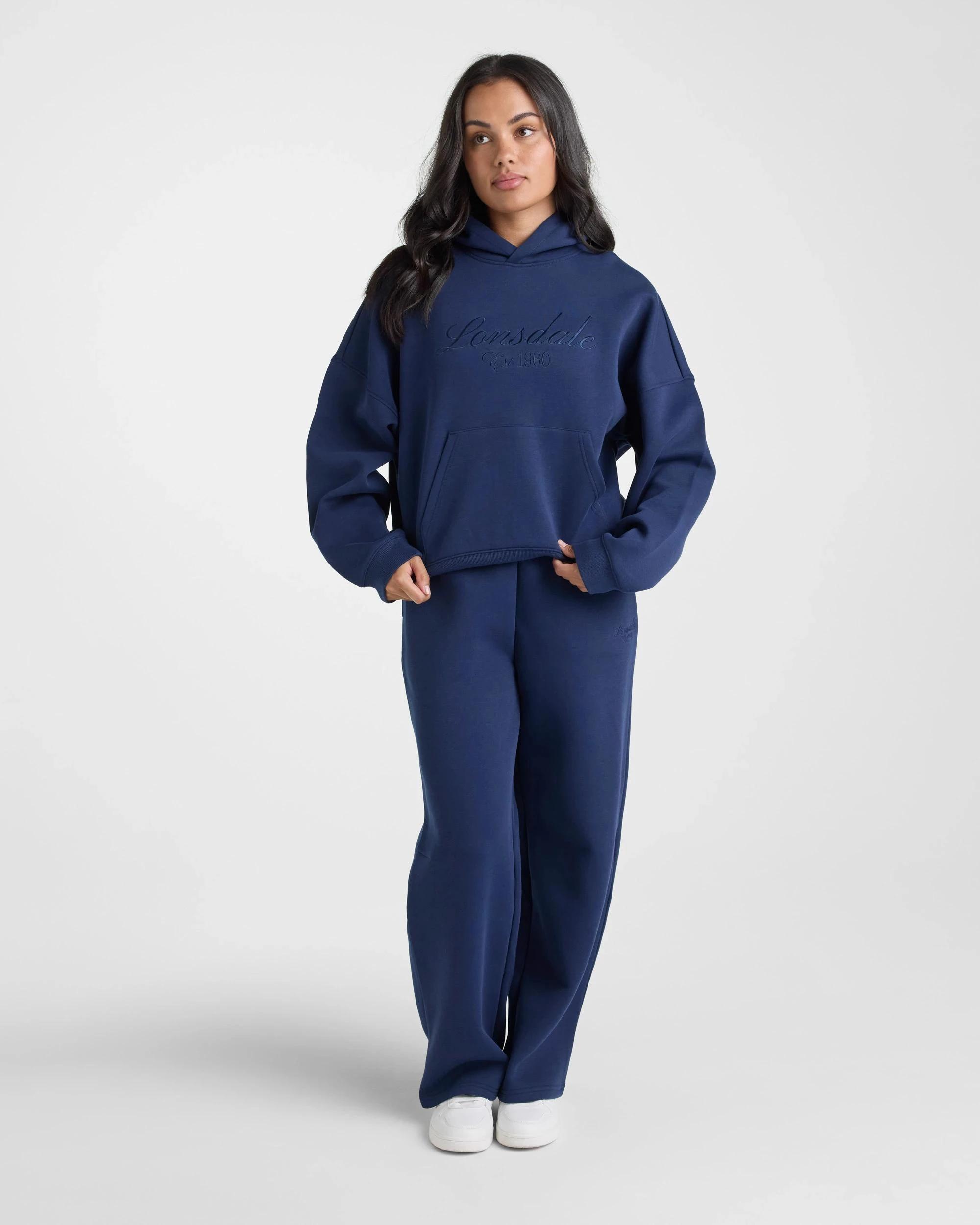 4 Lonsdale London Clean Barrel Leg Pants NAVY, 4 of 5