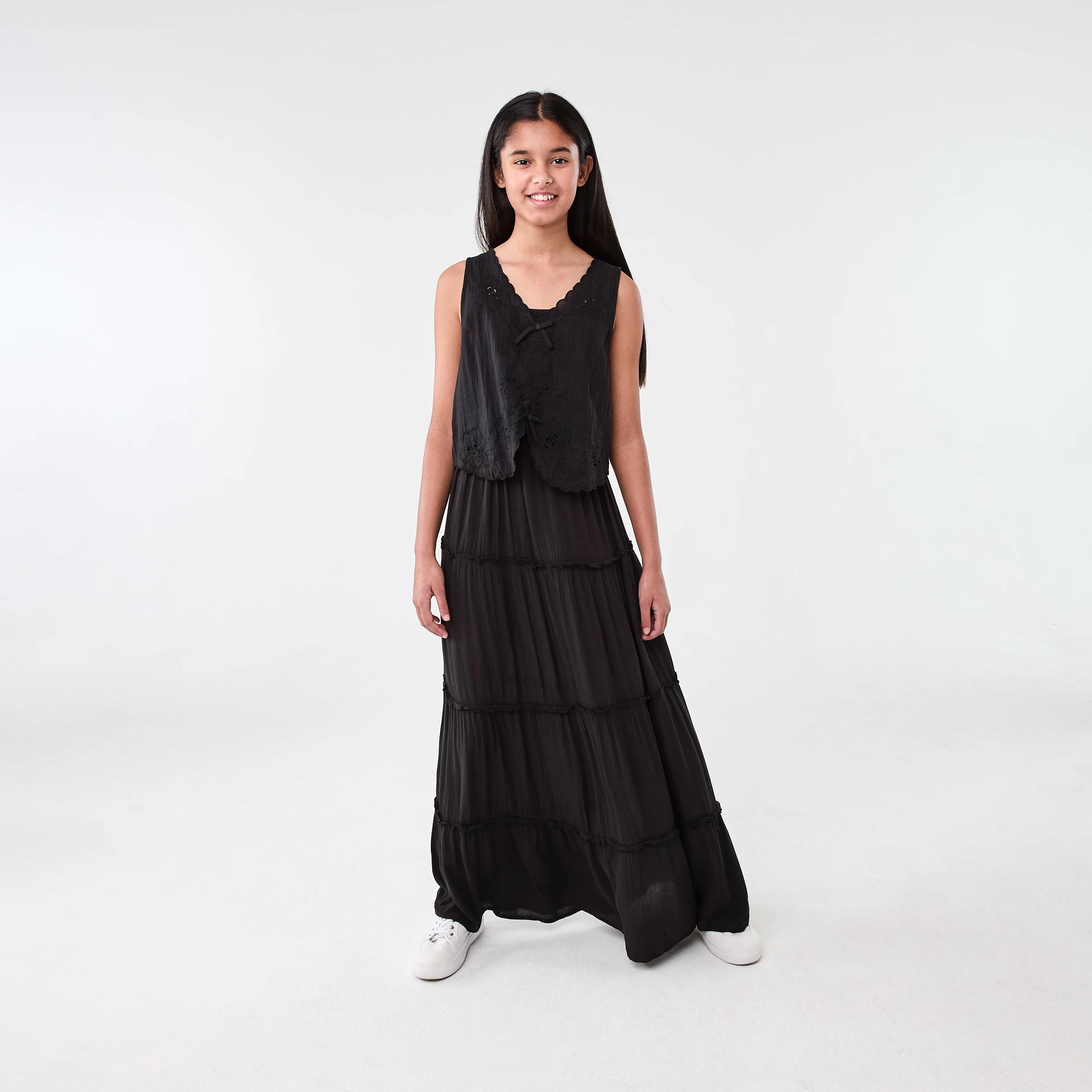6 Woven Tie Front Top BLACK, 6 of 7