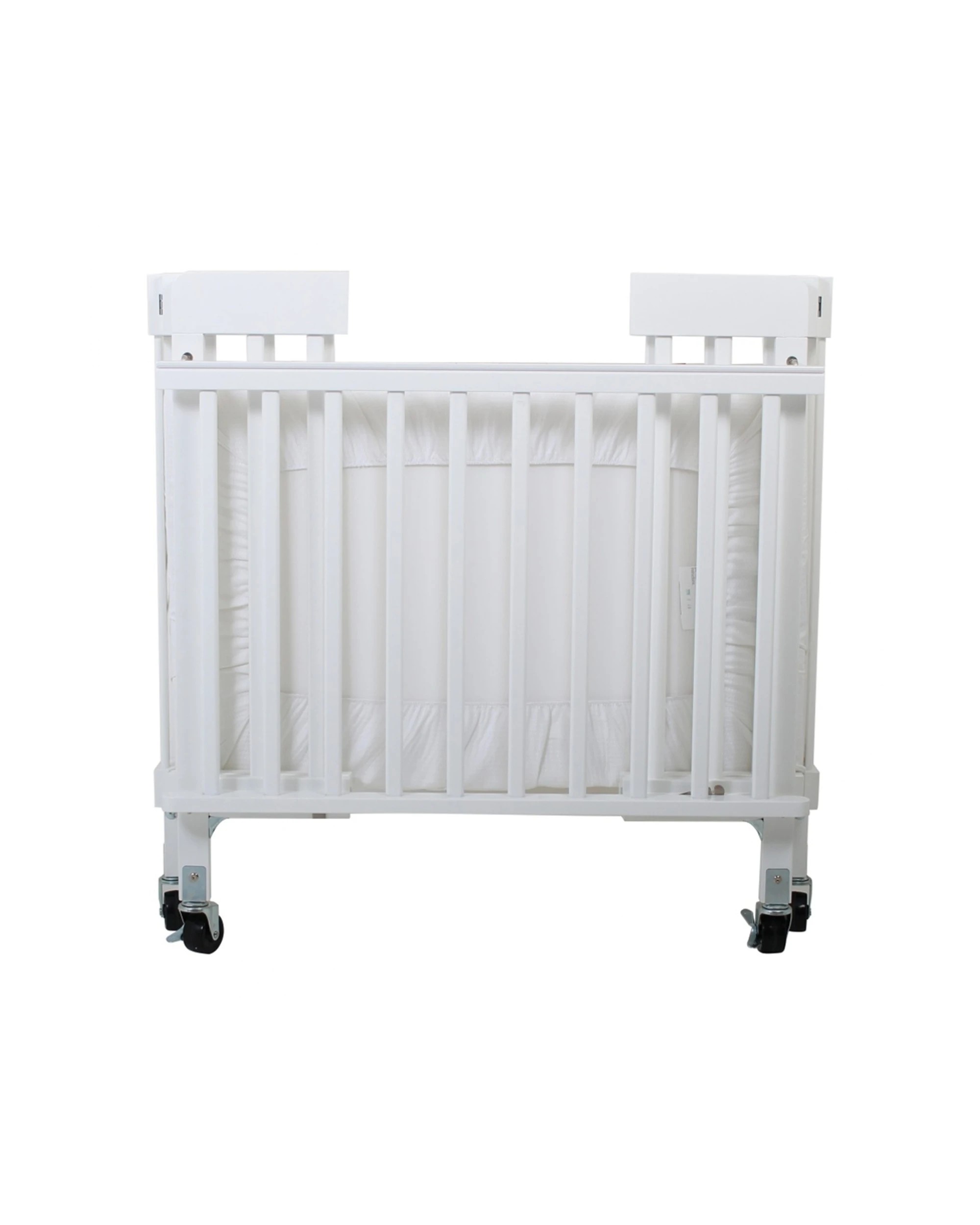 2 Veebee Stowaway Foldable Wooden Cot With Wheels Waterproof Mattress Fitt - White, 2 of 6