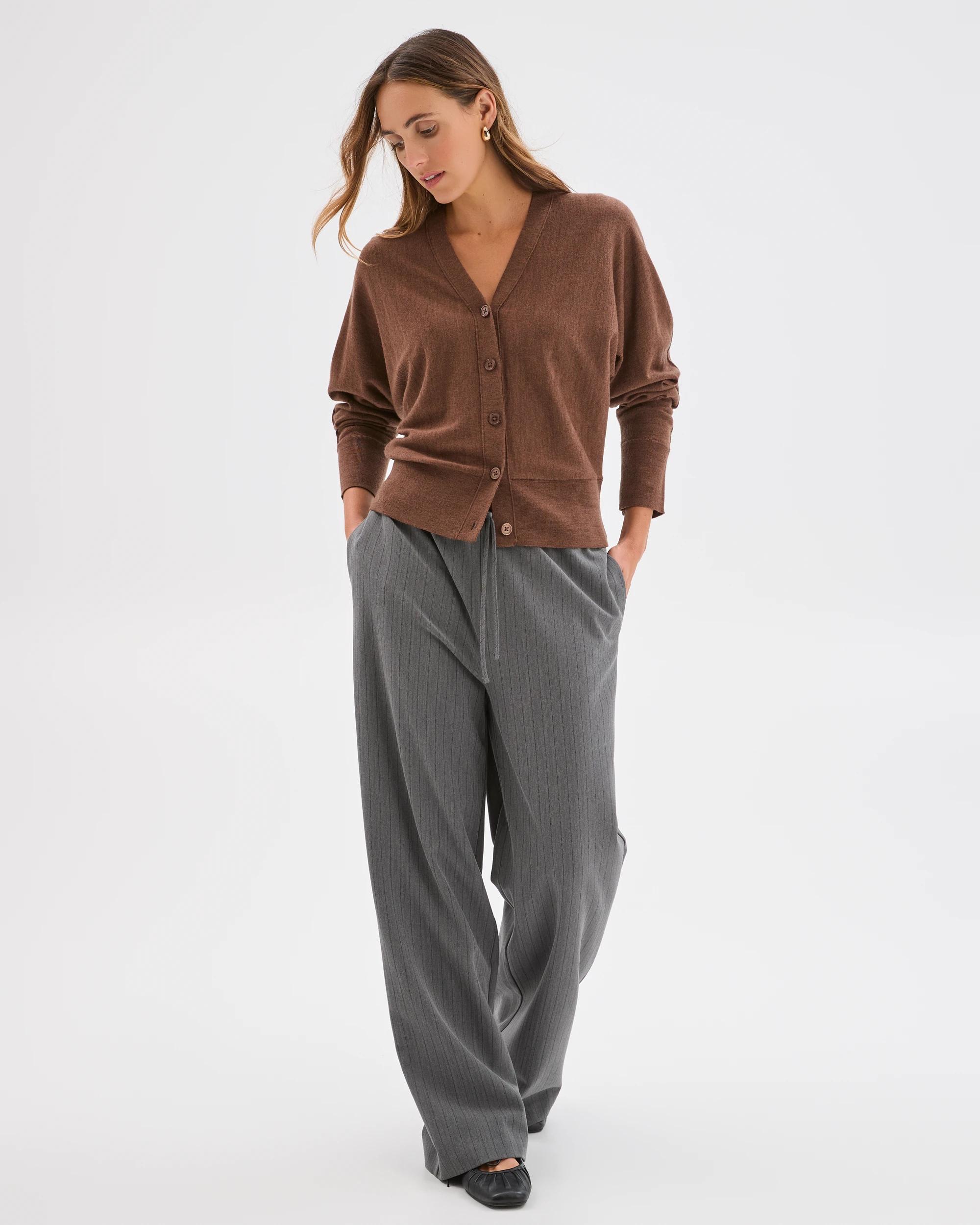 6 Preview Australian Merino Wool Batwing Cardigan CARAMEL BROWN, 6 of 7