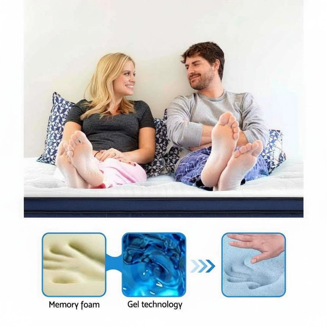 3 Giselle Bedding 34cm Mattress Cool Gel Memory Foam 7 Zone Queen - Queen Bed - Multi, 3 of 6