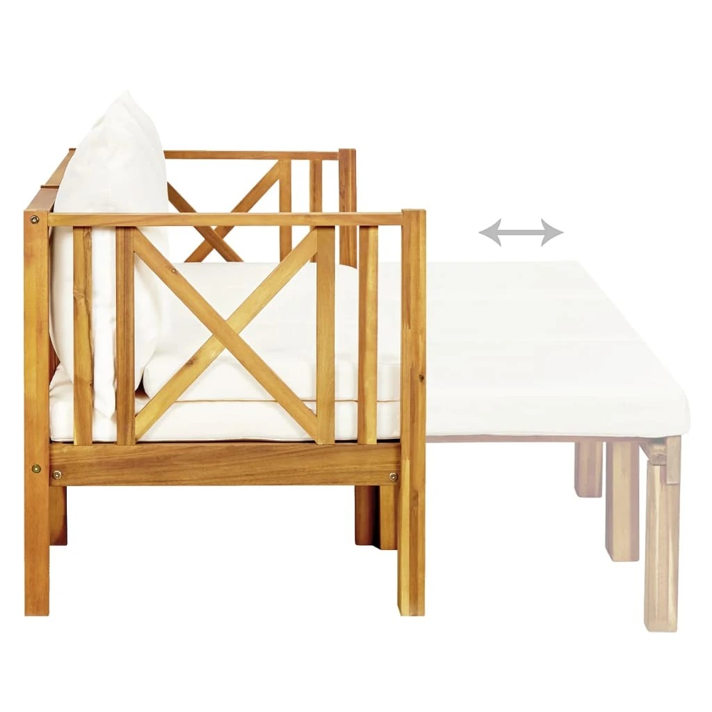 4 vidaXL 3-seater Garden Bench With Cushions Solid Acacia Wood - Beige, 4 of 6